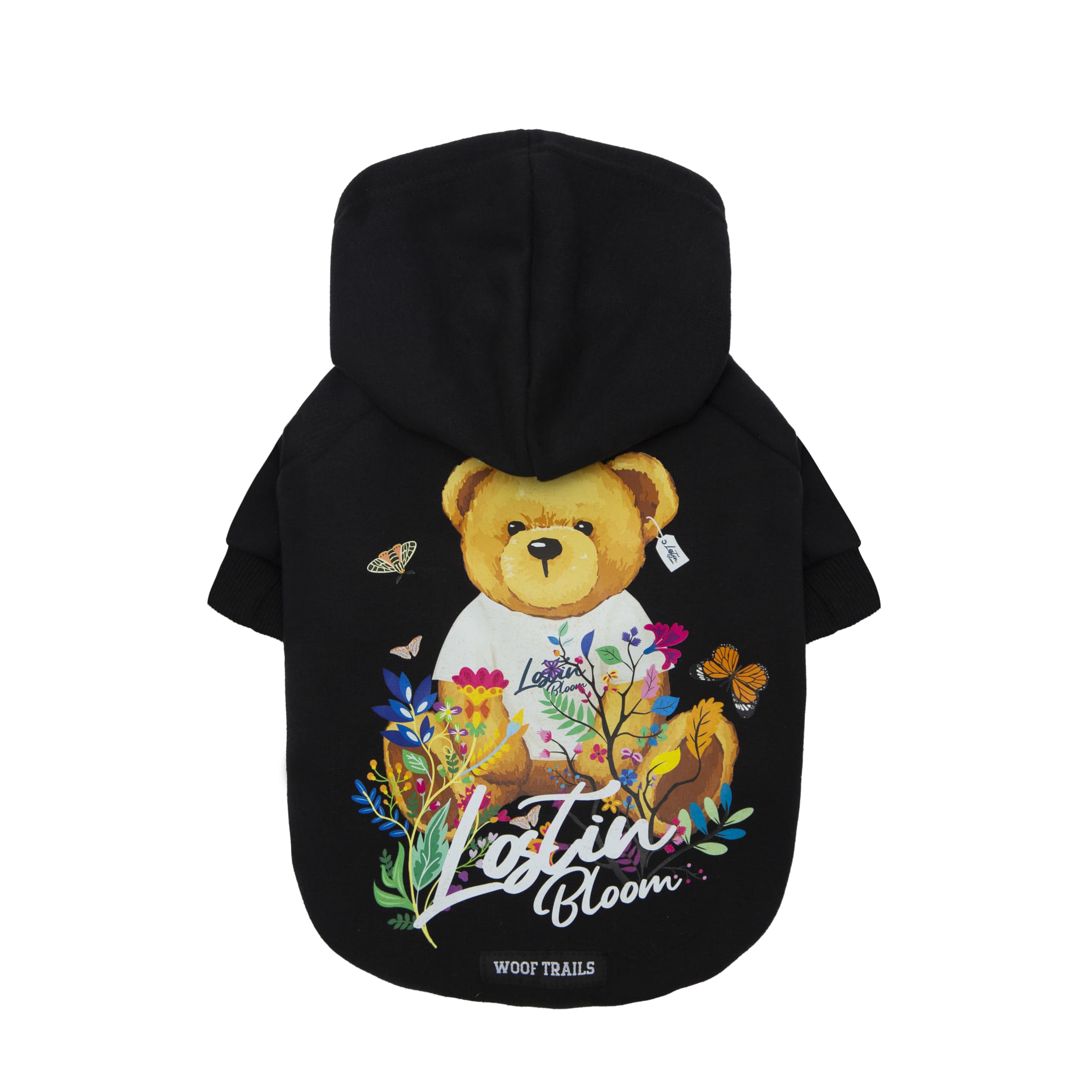 Blooming Teddy Dog Hoodie Dog Clothes Extra Warm Fleece Lining Stretchy Fit For Small Dogs (Black, Medium)