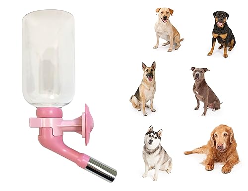 Choco Nose Patented Large No-Drip Water Bottle/Feeder Only For Large Size Dogs Over 50 Lbs - For Wire Cages, Crates Or Kennels. 16 Oz. X-Large Nozzle 22Mm, Pink (H570)