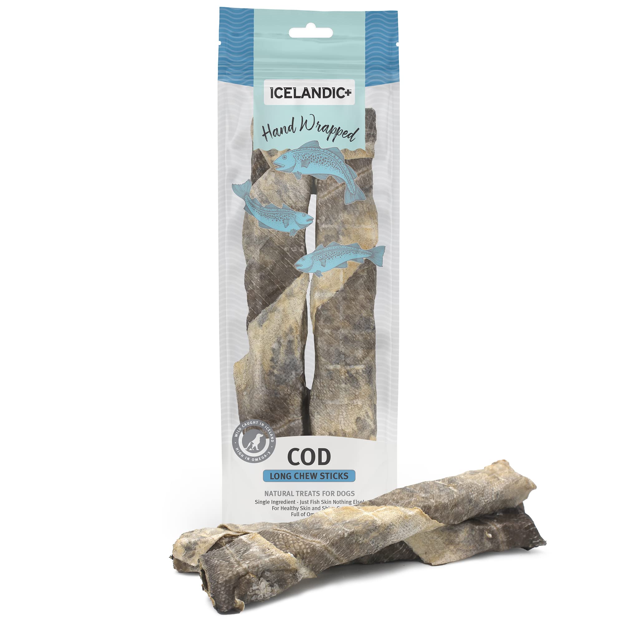 Icelandic Dog Cod Skin Chew Stick 10 Inches 2 Pack