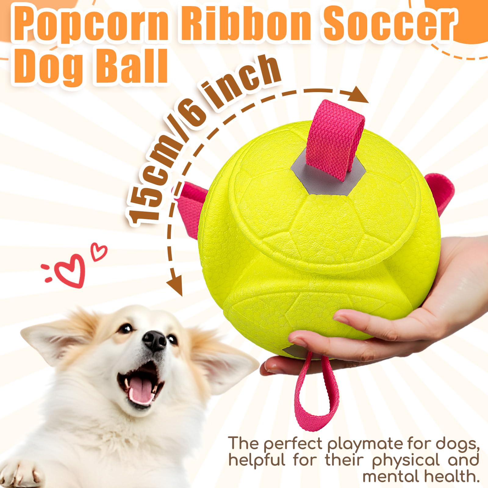 Moonorange 6 Inch Og Toys Soccer Ball With Nylon Straps Interactive Durable For Tug Of War Water Gifts For Puppy Birthday Indoor