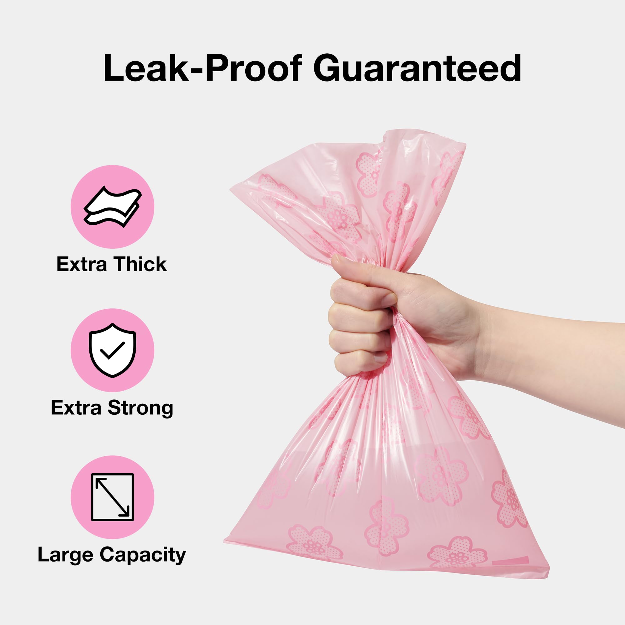Vetreska Cherry Blossom Scented Dog Poop Bags, Leak Proof, Extra Thick And Large Dog Waste Bags, Poop Bags For Dogs Walking And Cat Litter, 36 Refill Rolls, 540 Bags, Pink