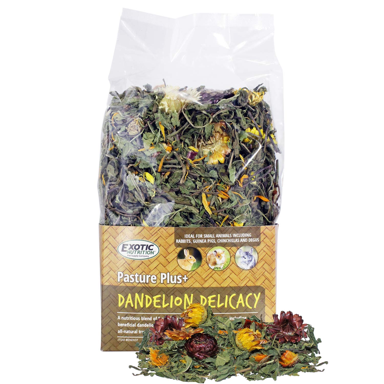 Pasture Plus+ Dandelion Delicacy - Healthy Natural High-Fiber Dried Flower Treat - Squirrels, Guinea Pigs, Rabbits, Chinchillas,