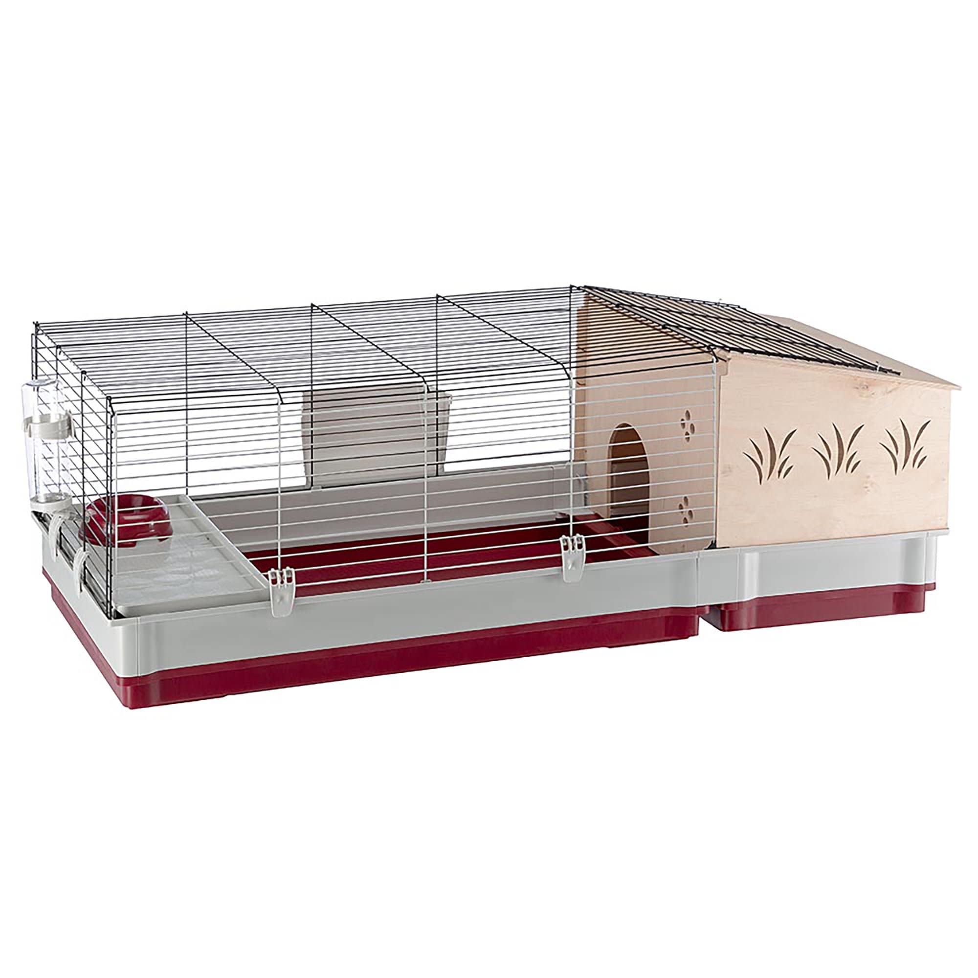 Ferplast Krolik Extra-Large Rabbit Cage W/ Wood Hutch Extension Rabbit Cage Includes All Accessories And Measures 55.9L X 23.62W