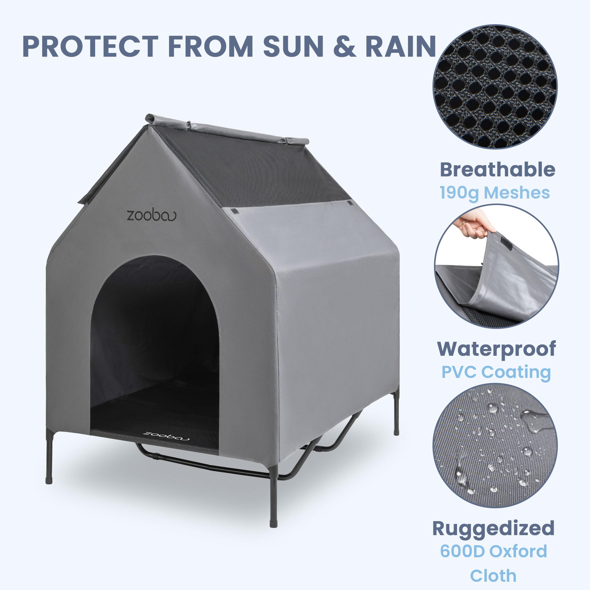 Zooba 48 '' X-Large Dog House, Dog House for Large Dogs Indoor or Outside, Weatherproof 600D PVC Dog House Outdoor, Featuring Br