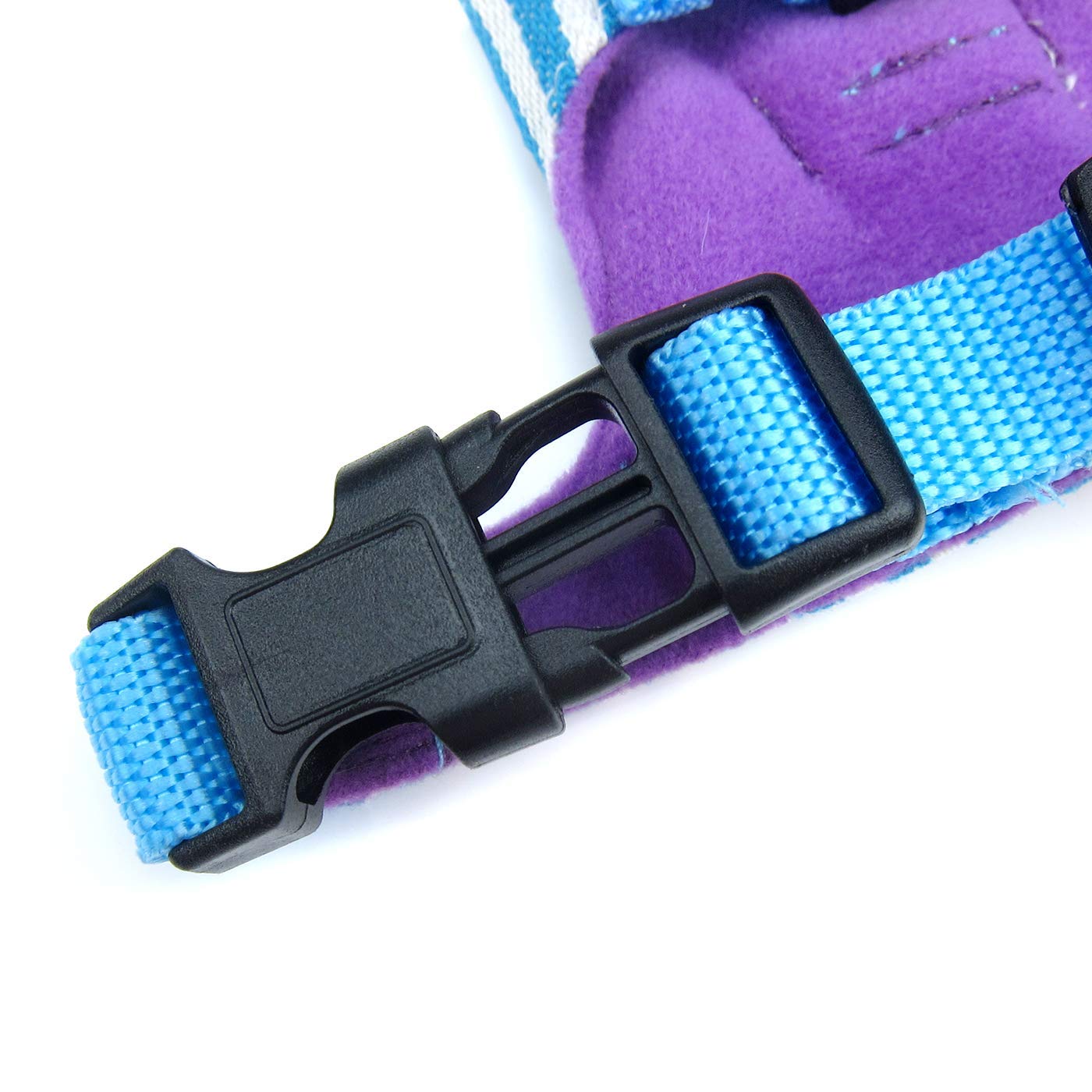 Wontee Small Pet Harness Vest And Leash Set With Bowknot And Bell Decor For Gerbil Guinea Pig Squirrel Kitten Outdoor Walking (M, Blue Stripe)