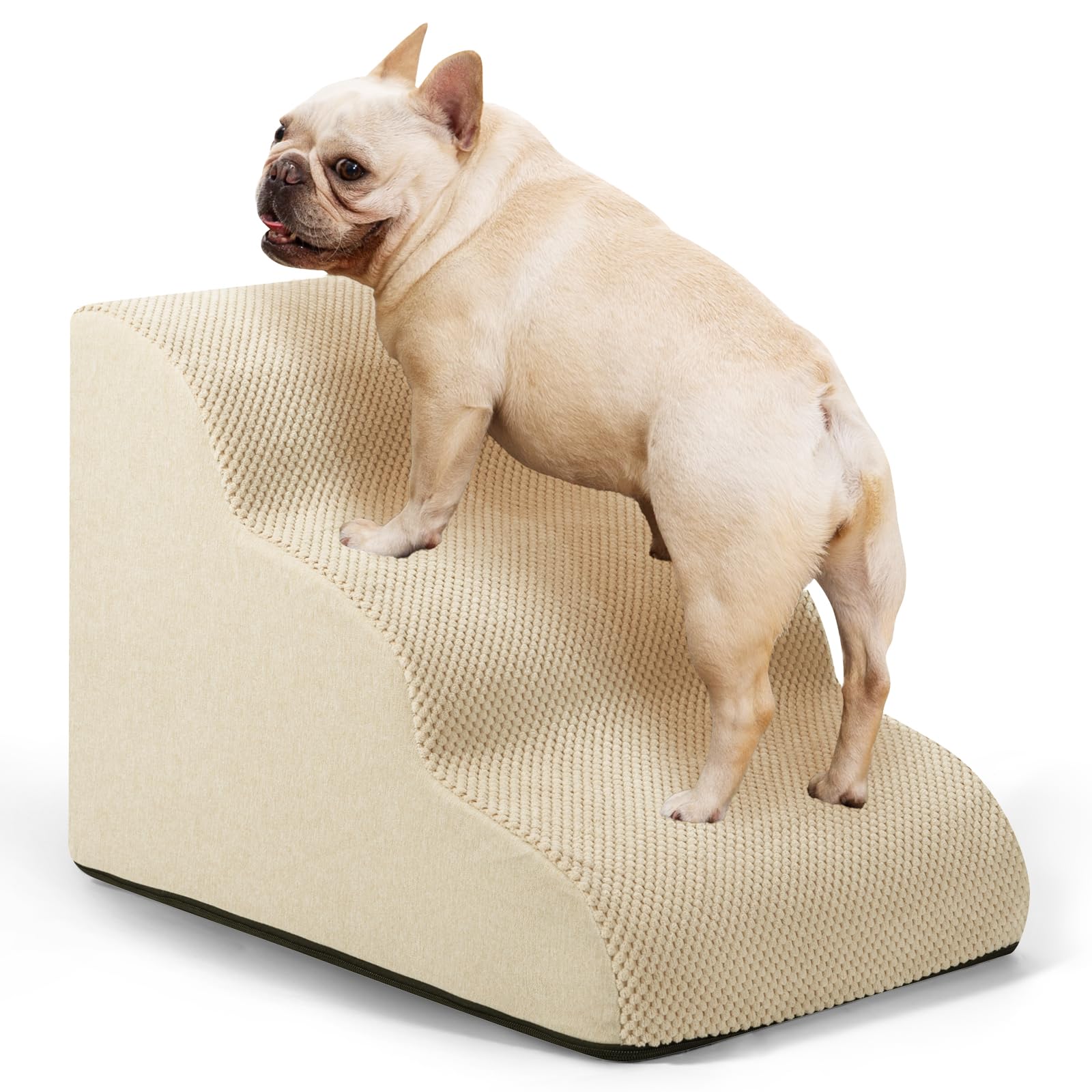 Aodisman Dog Ramp and Stairs for Small Dogs & Cats,3-Step Pet Stairs for Couch Sofa and Chair,Indoor Anti-Slip Dog Stairs for Ol