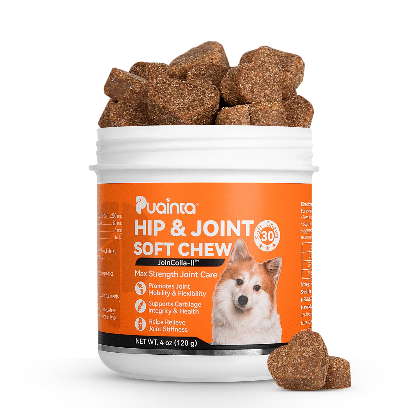 PUAINTA Collagen for Dogs Hip & Joint Supplement, Glucosamine, Chondroitin, MSM Dog Joint Pain Relief Multivitamin Treats, Joint