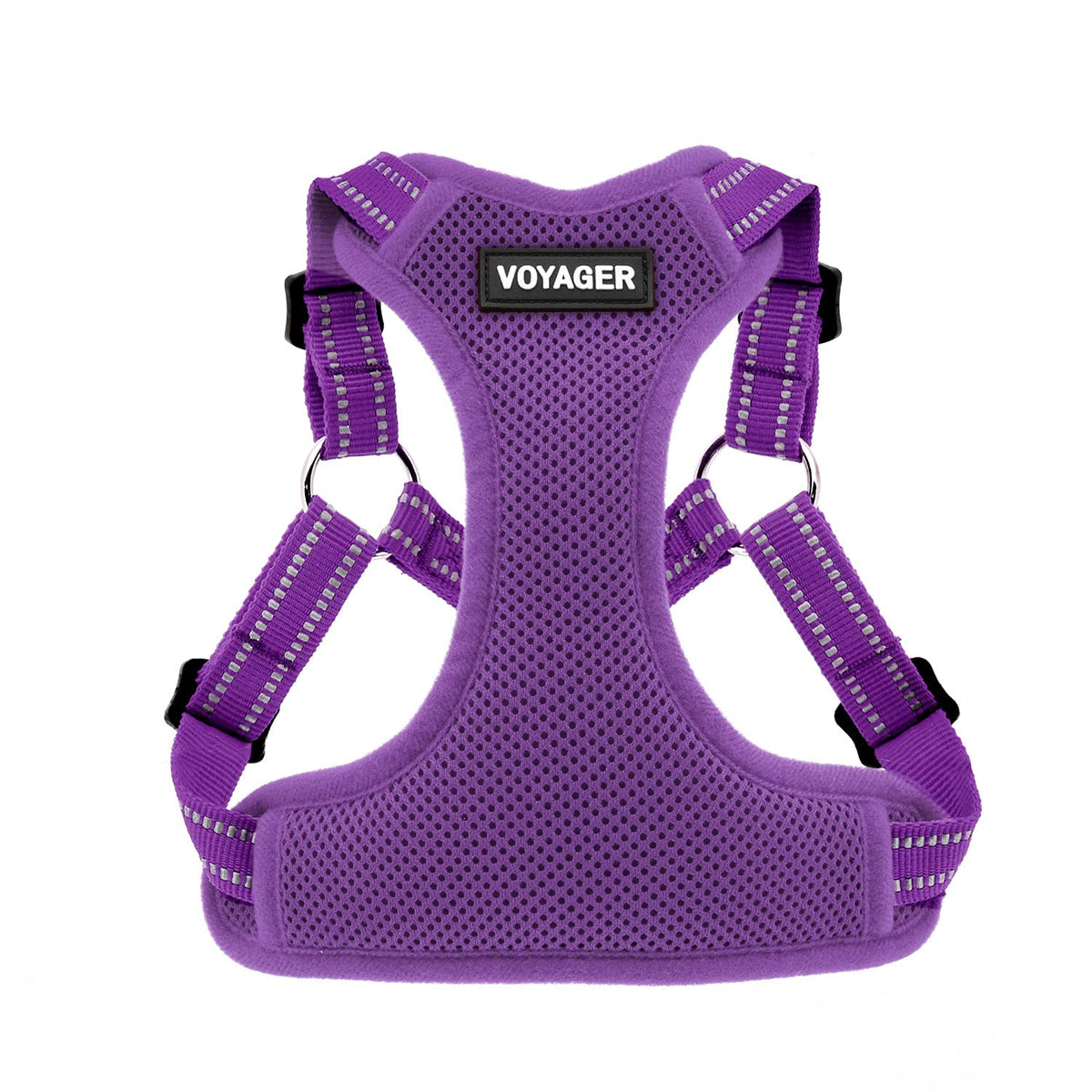 Best Pet Supplies Voyager Adjustable Dog Harness With Reflective Stripes For Walking, Jogging, Heavy-Duty Full Body No Pull Vest With Leash D-Ring, Breathable All-Weather - Harness (Purple), Xl