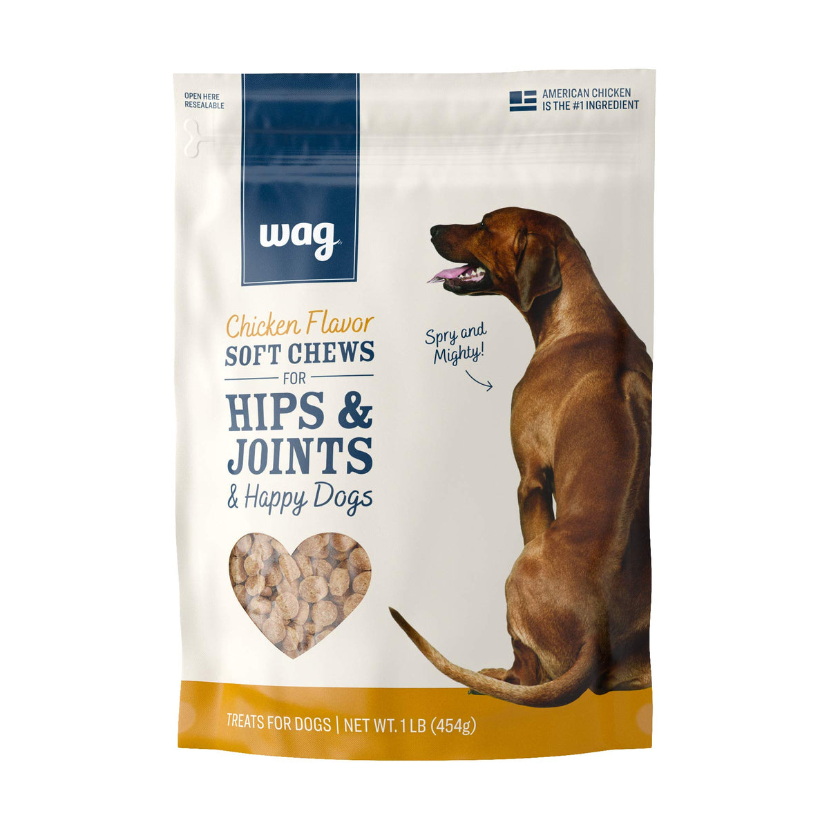 Amazon Brand - Wag Chicken Flavor Hip & Joint Training Treats For Dogs, 1 Lb. Bag (16 Oz)