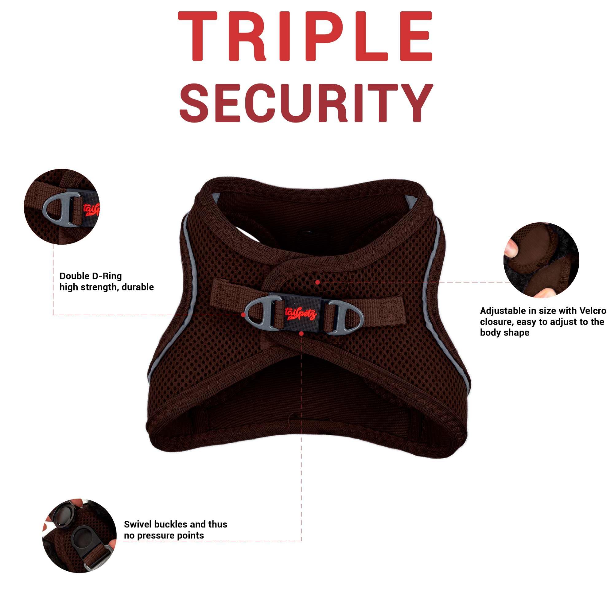 Tailpetz Xs Dog Harness Boy Girl, Adjustable Step in No Pull Dog Harness Small Sized Dog, Reflective Puppy Harness for Puppy Tra