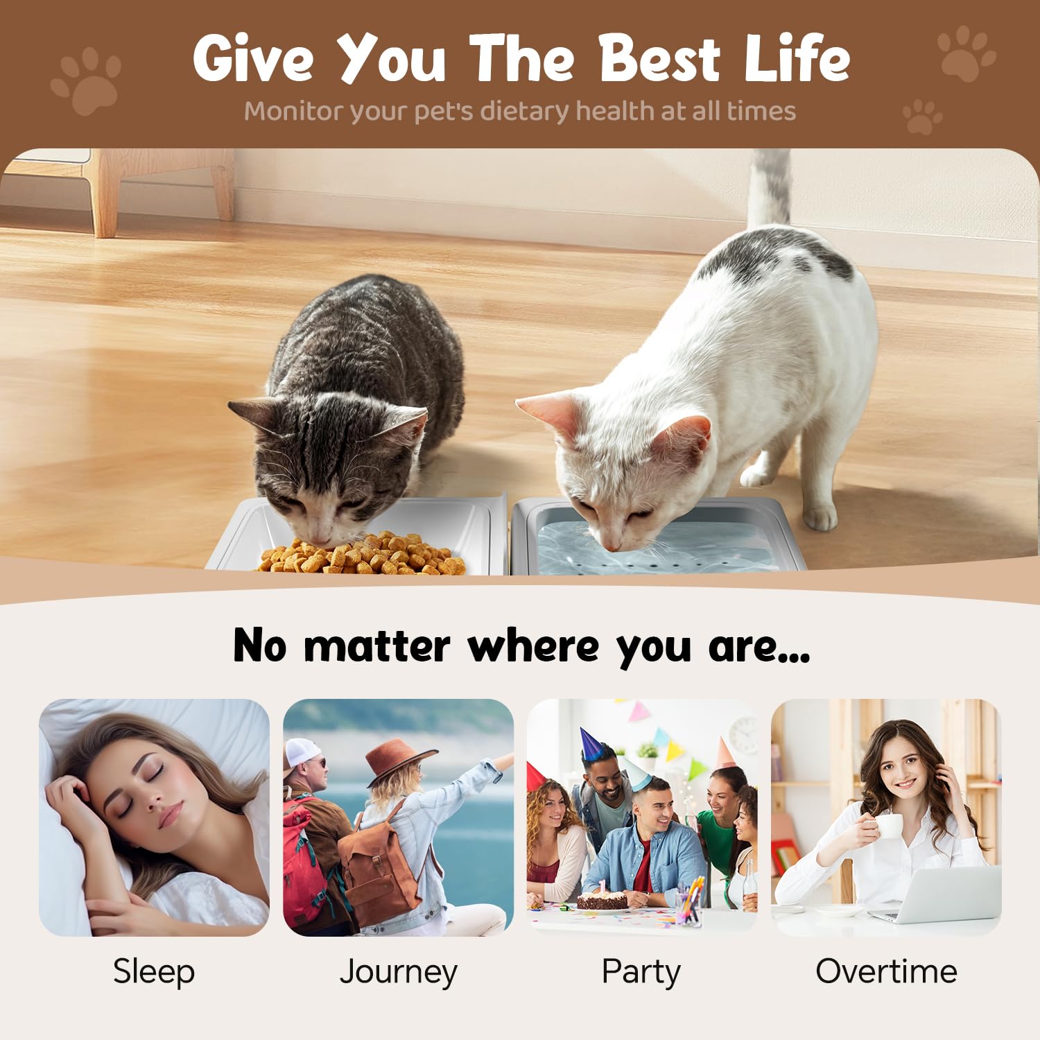 Automatic Cat Feeder with Camera,5G/2.4G WiFi Pet Feeder,2K HD Video and Night Vision,Easy APP Operation,Low Food and Food Clogging APP Tips,Water and Grain Large Capacity Feeder -Like New