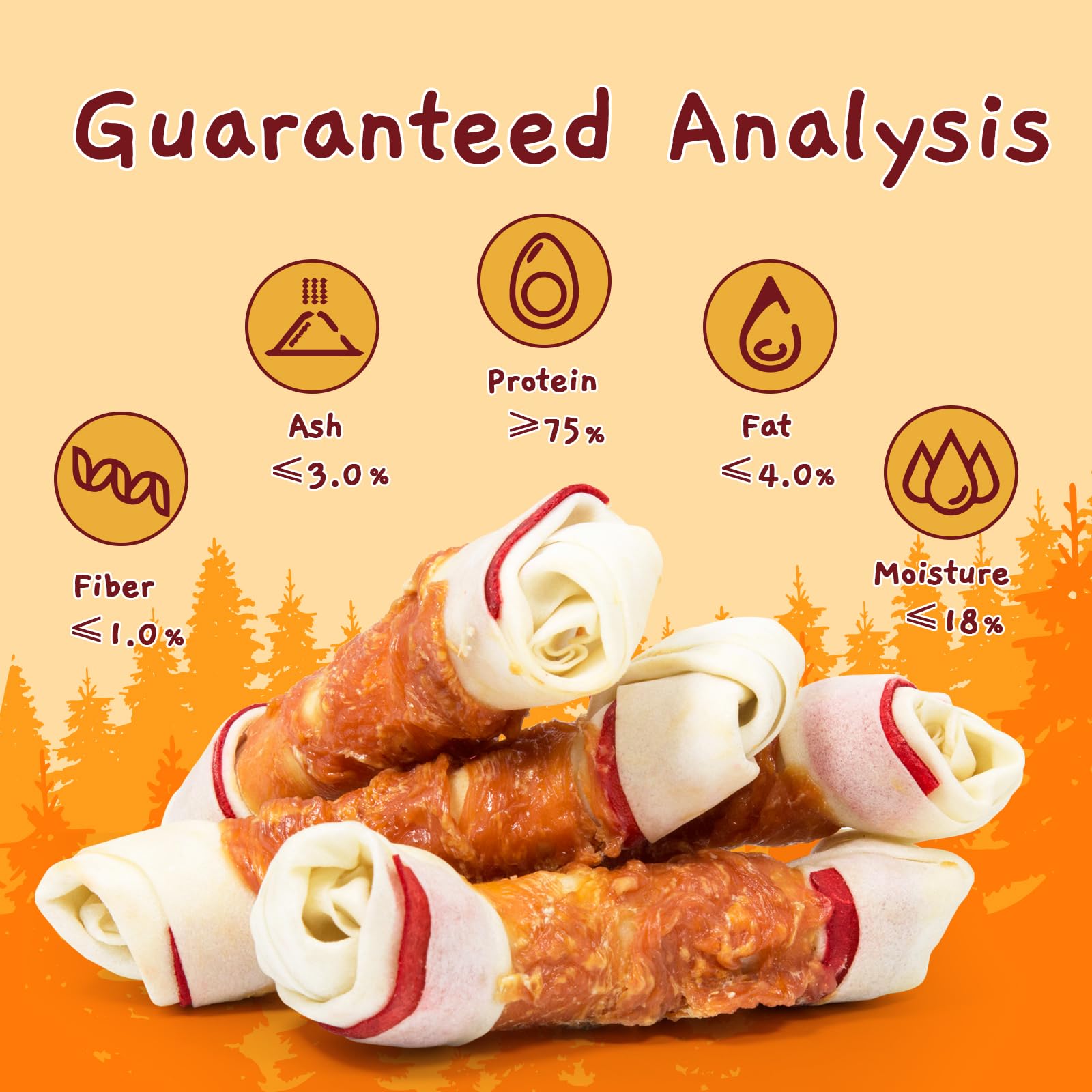 Jungle Calling Chicken Wrap Knotted Bones Dog Chews, Long Lasting Beefhide Treats Real Rawhide Bones for Large Dogs Edible Train