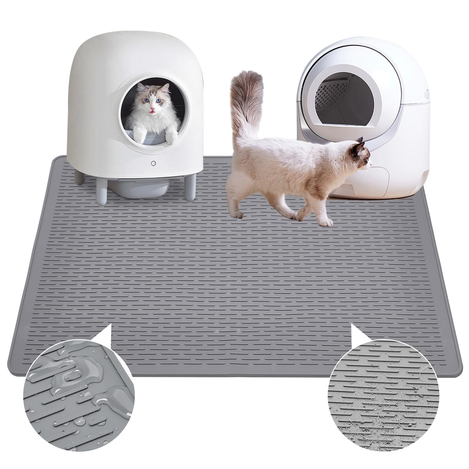 Colewin Cat Litter Mat,Waterproof Soft Litter Mat,39X27In Large Rubber Litter Box Mat,Washable Cat Litter Mat Litter Trapping Ma