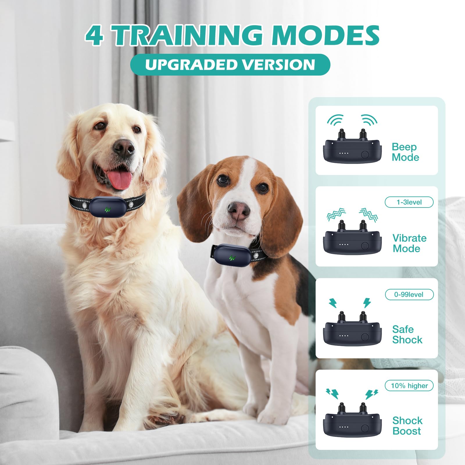 Dog Shock Collar, Electric Dog Training Collar With Remote 2680Ft For 2 Dogs, Ipx7 Waterproof Vibrating Dog Collar With 4 Traini