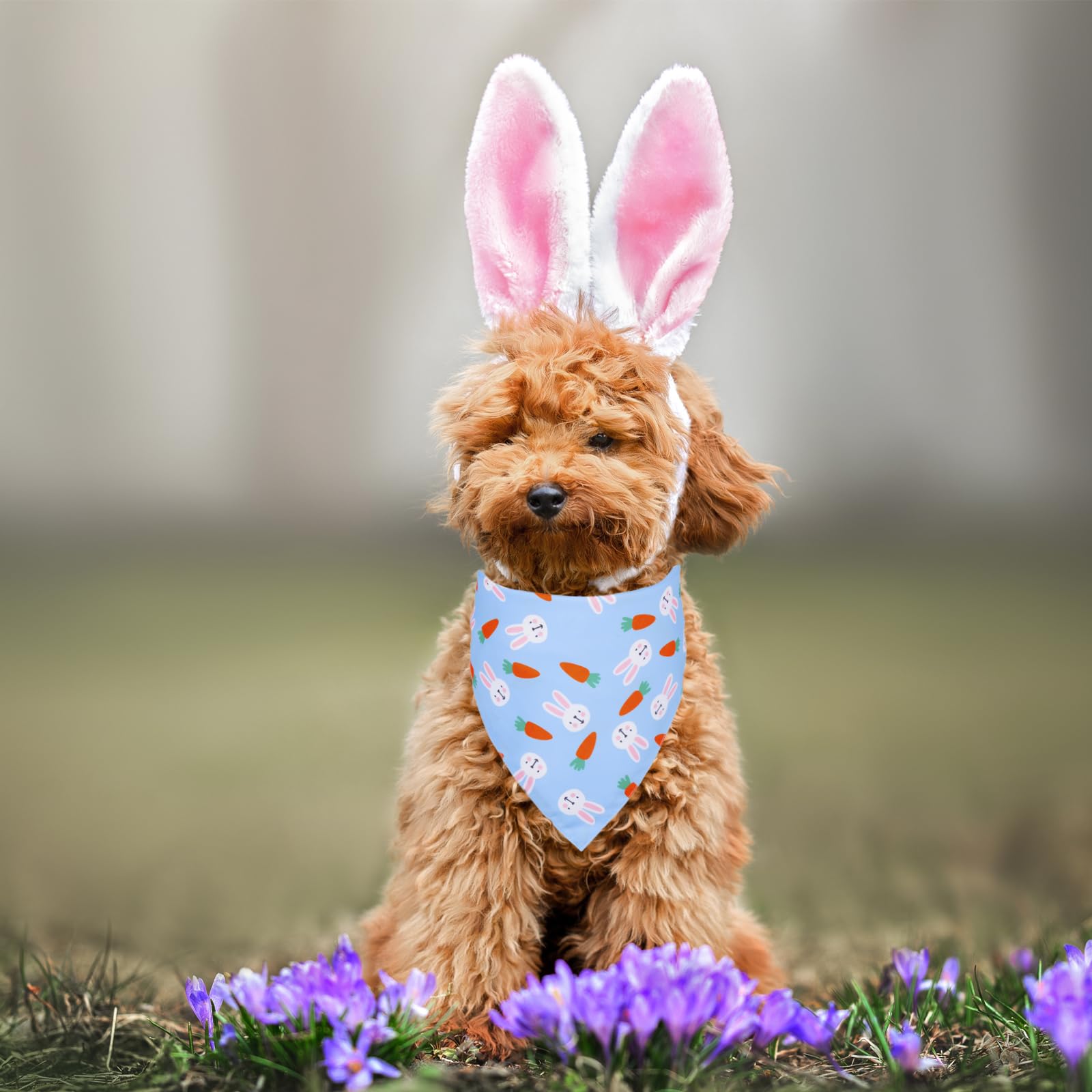 Ptdecor Easter Dog Bandana 2 Pack, Reversible Dog Holiday Festival Scarf, Multi Size, Easter Bandanas For Small Dogs Pets (Blue&