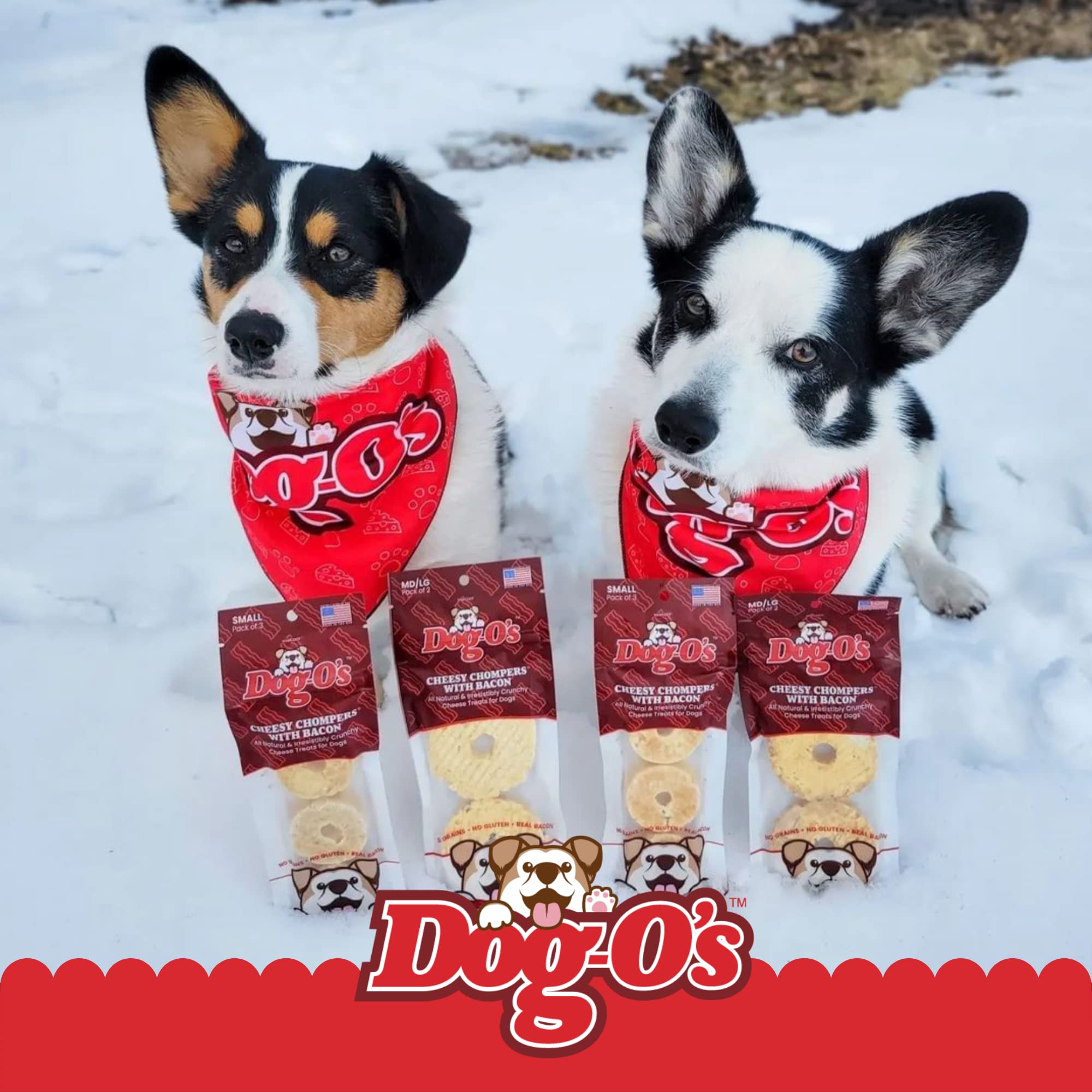 DOG-OS CHEESY CHOMPERS, Bacon, All-Natural, Made in The USA, Grain Free, Gluten Free, Real Cheese Treats for Medium & Large Dog