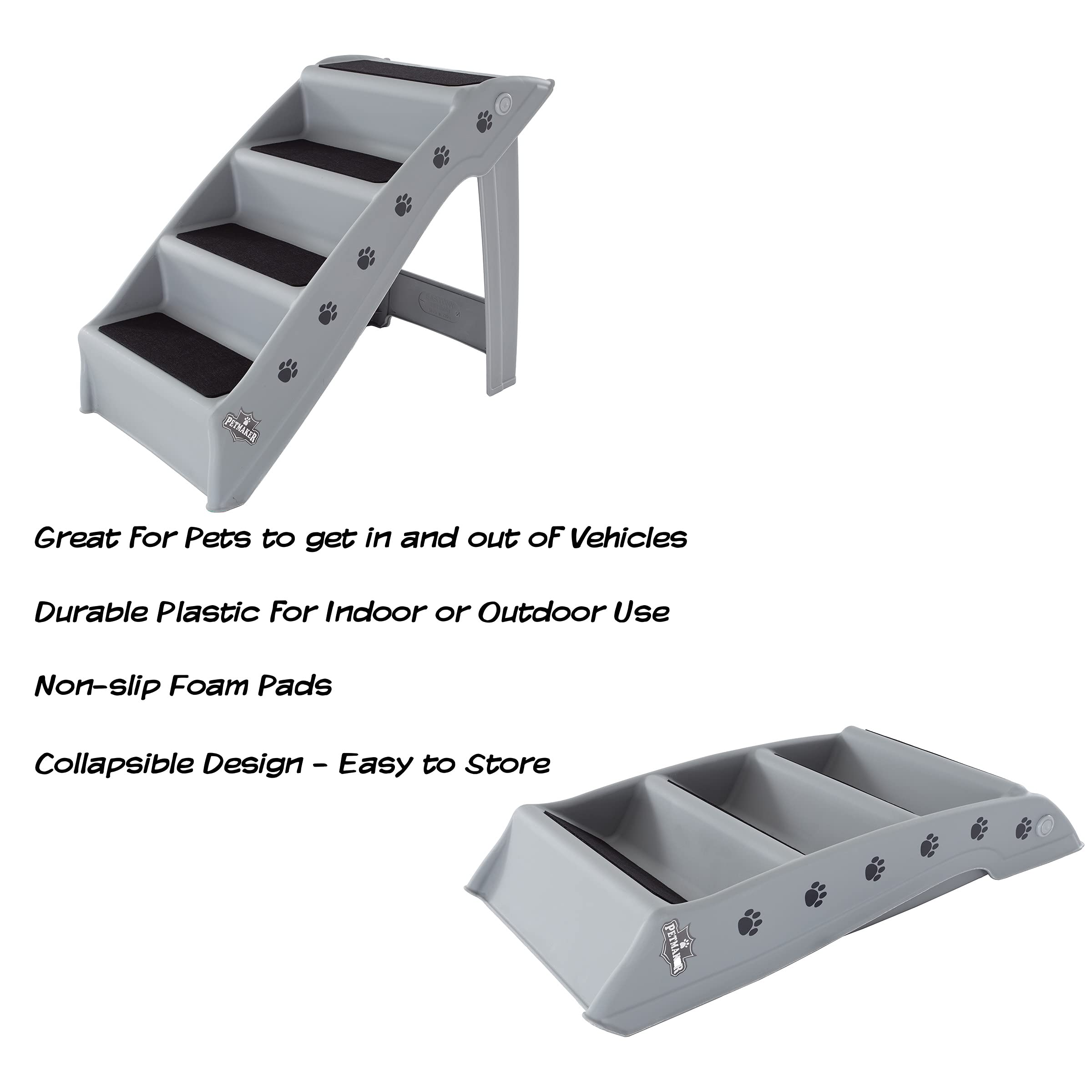 Dog Stairs - Pet Stairs With 4-Step Design For Beds, Couches, Cars - Pet Steps For Puppies, Kittens, And Small Pets By Petmaker