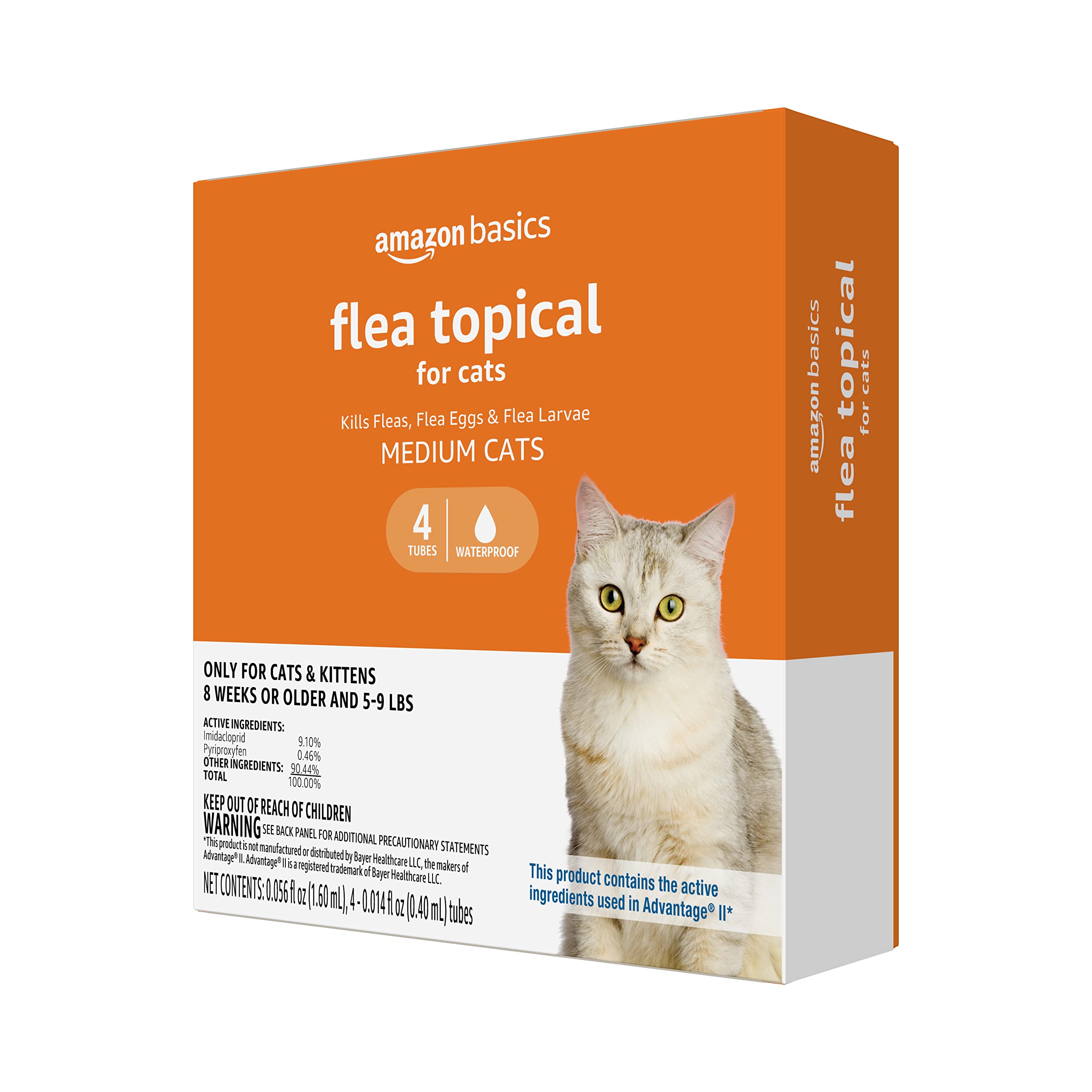 Amazon Brand - Solimo Flea Topical For Medium Cats (5-9 Pounds), 4 Count