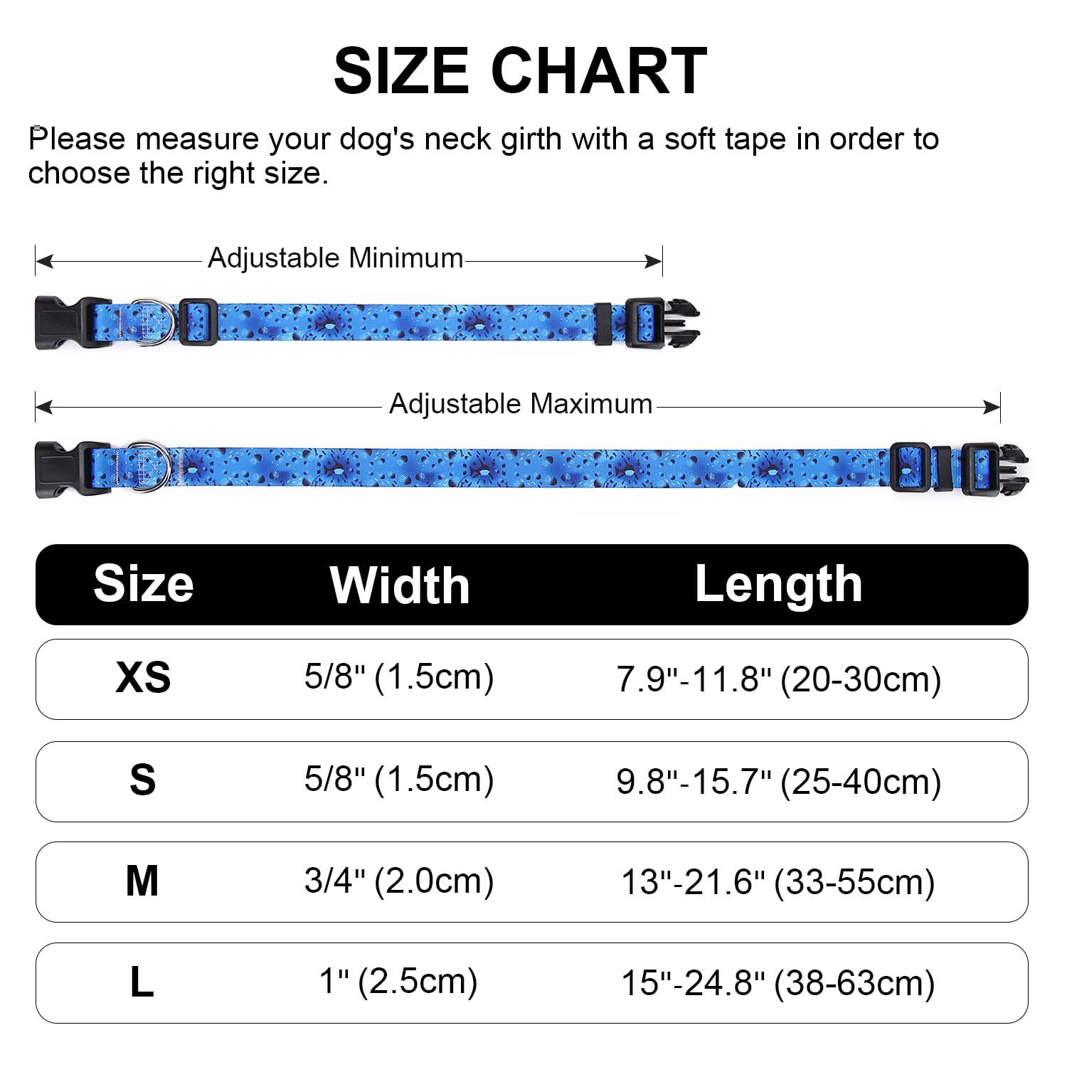 Mercano Adjustable Dog Collar - Special Design Patterns, Soft Nylon Comfortable Durable Pet Collar For Small Medium Large Dogs (M, Blue Ocean)