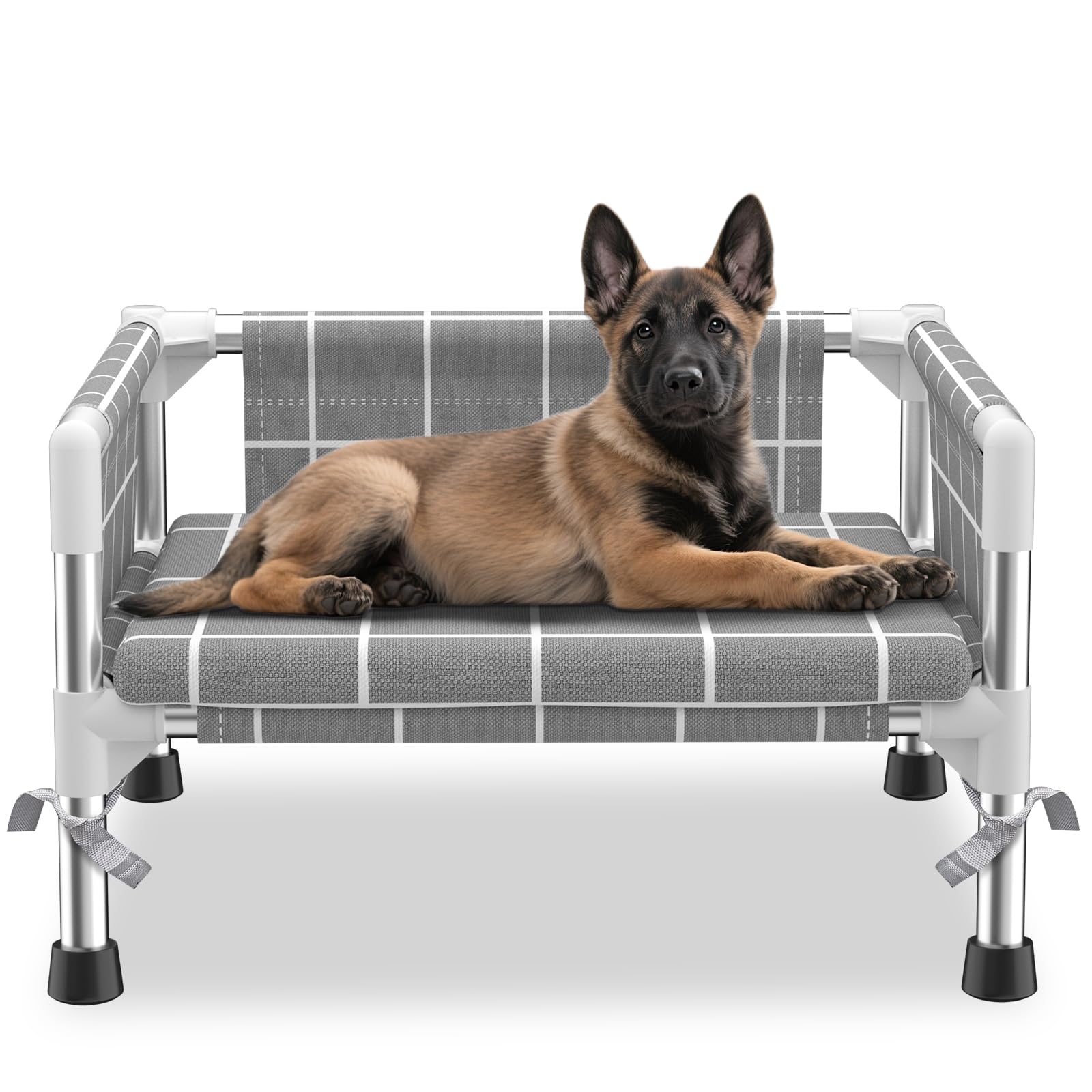 Elevated Dog Bed with Three-Sided Fence and Removable Cushion - Anti-Slip Feet, Stable Design, Easy Assembly, Indoor Relaxation 