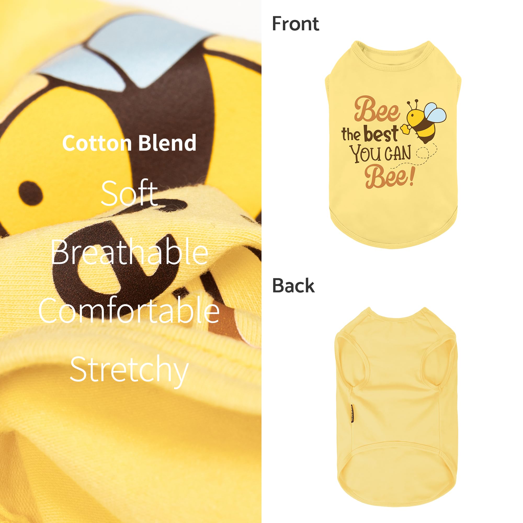 Fitwarm Bee The Best You Can Dog Shirt, Summer Clothes For Small Dogs Boy Girl, Funny Pet Outfit, Yellow, Brown, Blue, Small