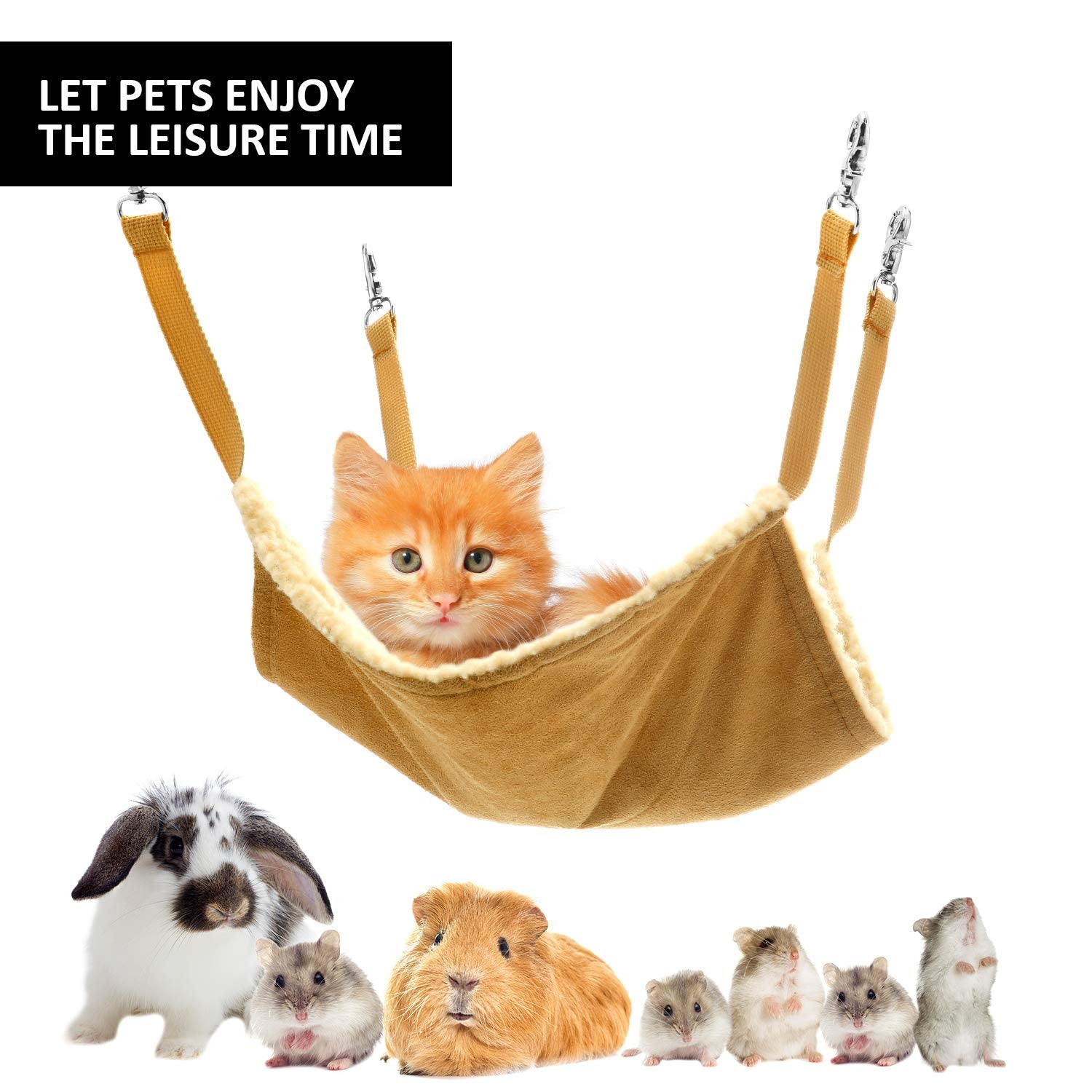 4 Pieces Rat Hammock Ferret Hammock Rat Toys Guinea Pig Cage Hammock Rat Hammock For Cage Rat Cage Accessories(Leopard, Zebra, Black And White Dots, Camel)