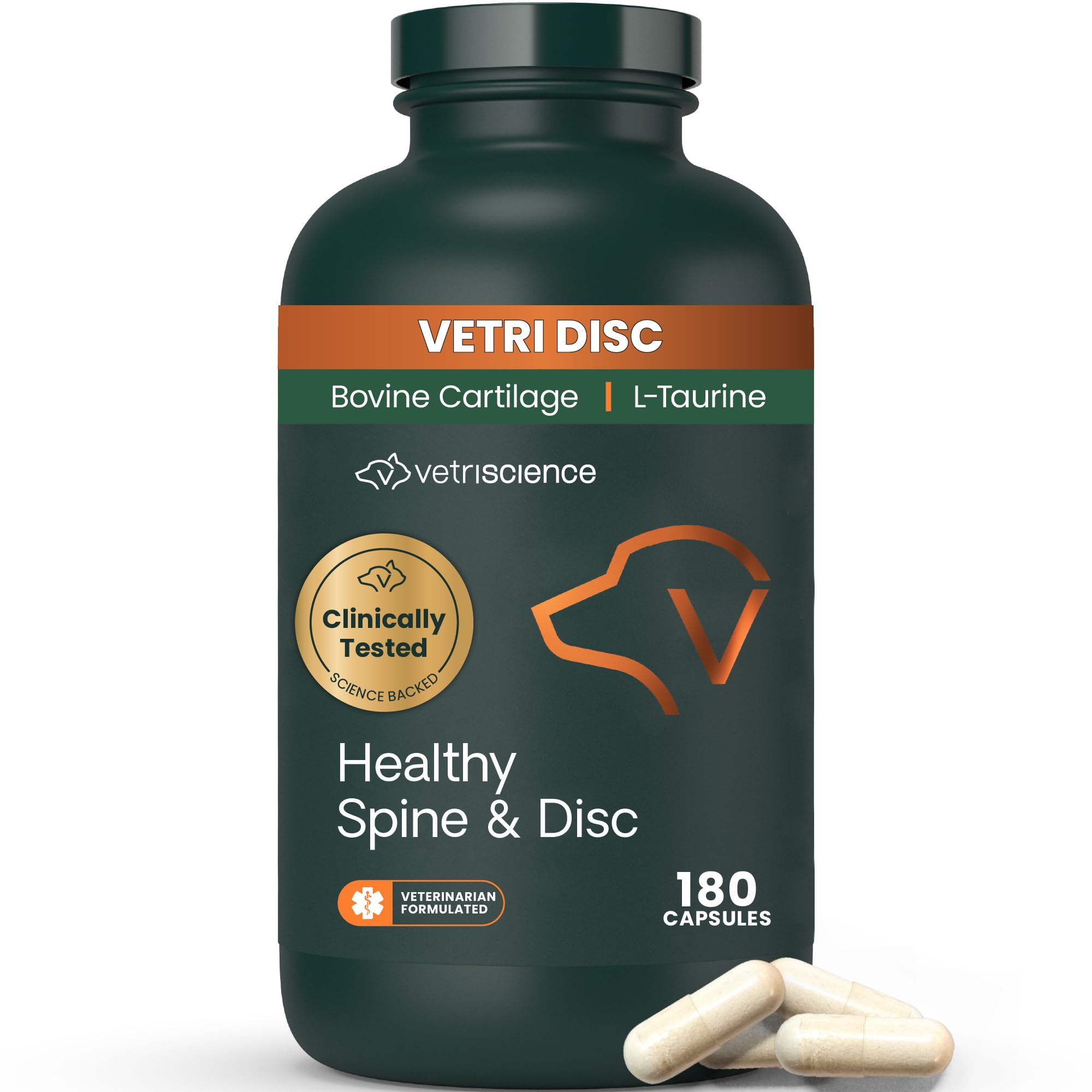 VetriScience Healthy Spine & Disc Easy-Open Capsules, Back and Spinal Support Chondroitin and Taurine Supplement for Dogs, Perfe