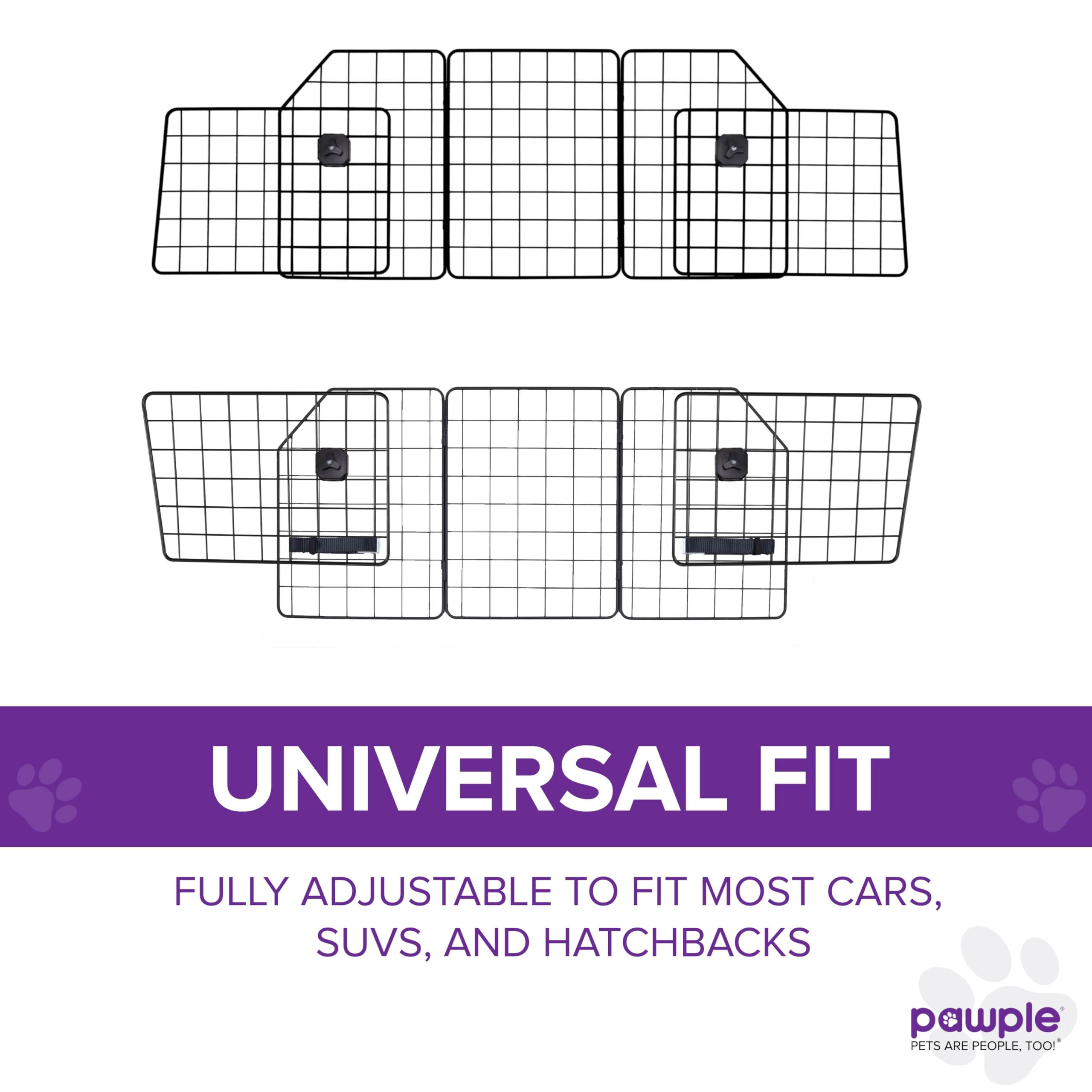 Pawple Dog Car Barrier for SUV's, Cars, Vehicles, & Trucks, Adjustable Large Pet Divider, Heavy-Duty Wire Mesh- Universal Fit