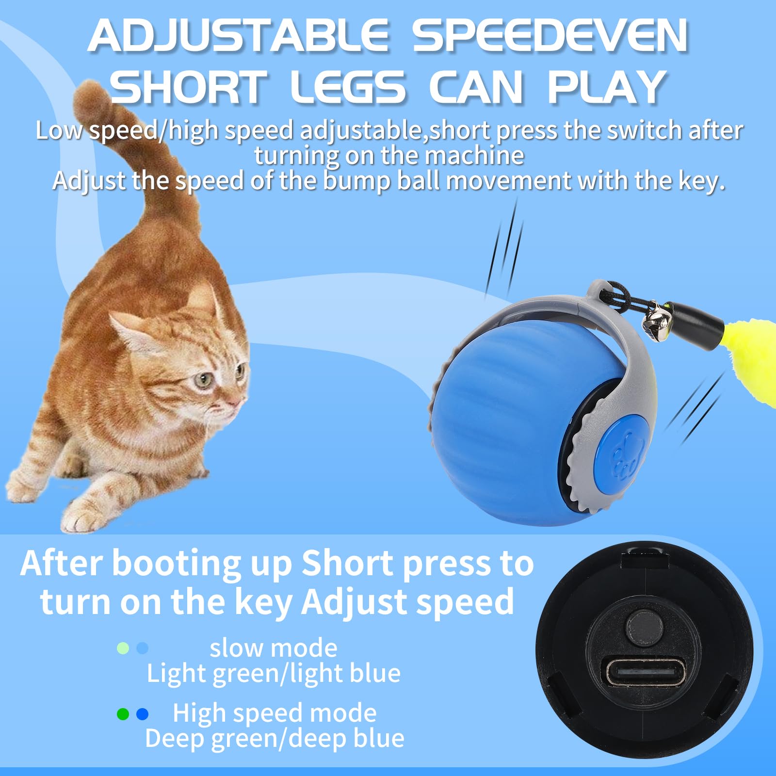 Goldsuccess Speedy 3.0 Tail Speed Moving Tail 2.0 Cat Toy Ball For Bored Adult Cat Interactive Automatic Moving Hunting Toy Ball