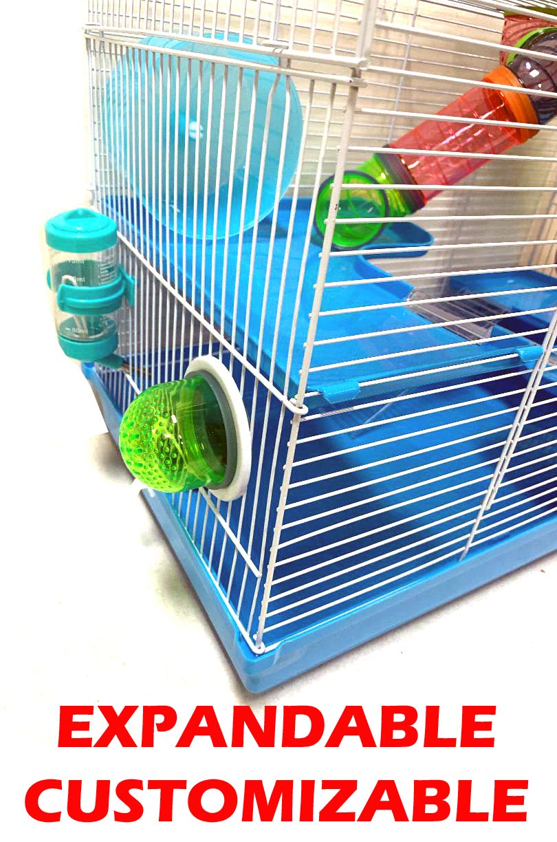 Extra Large 3-Levels Expandable And Customizable Hamster Habitat Rodent Gerbil Mouse Mice Rats Animal Critter Home Cage With Hid