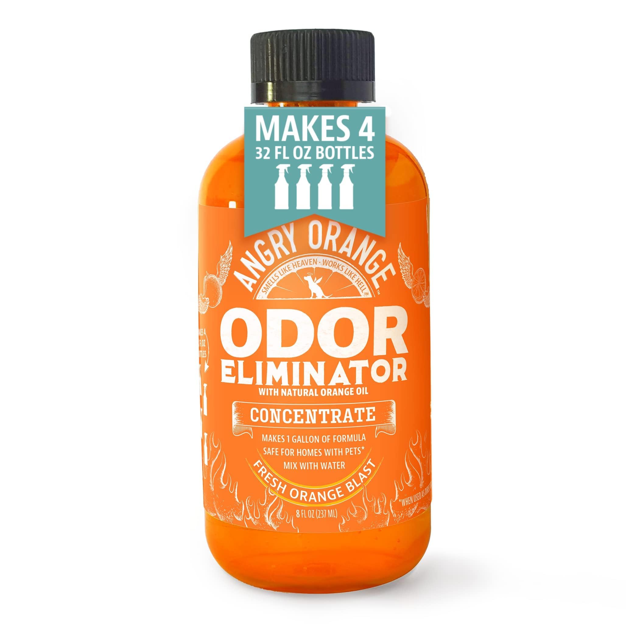 Angry Orange Pet Odor Eliminator For Home  8Oz Dog And Cat Pee Smell Remover For Carpet, Grass, Tile And Furniture  Citrus Con