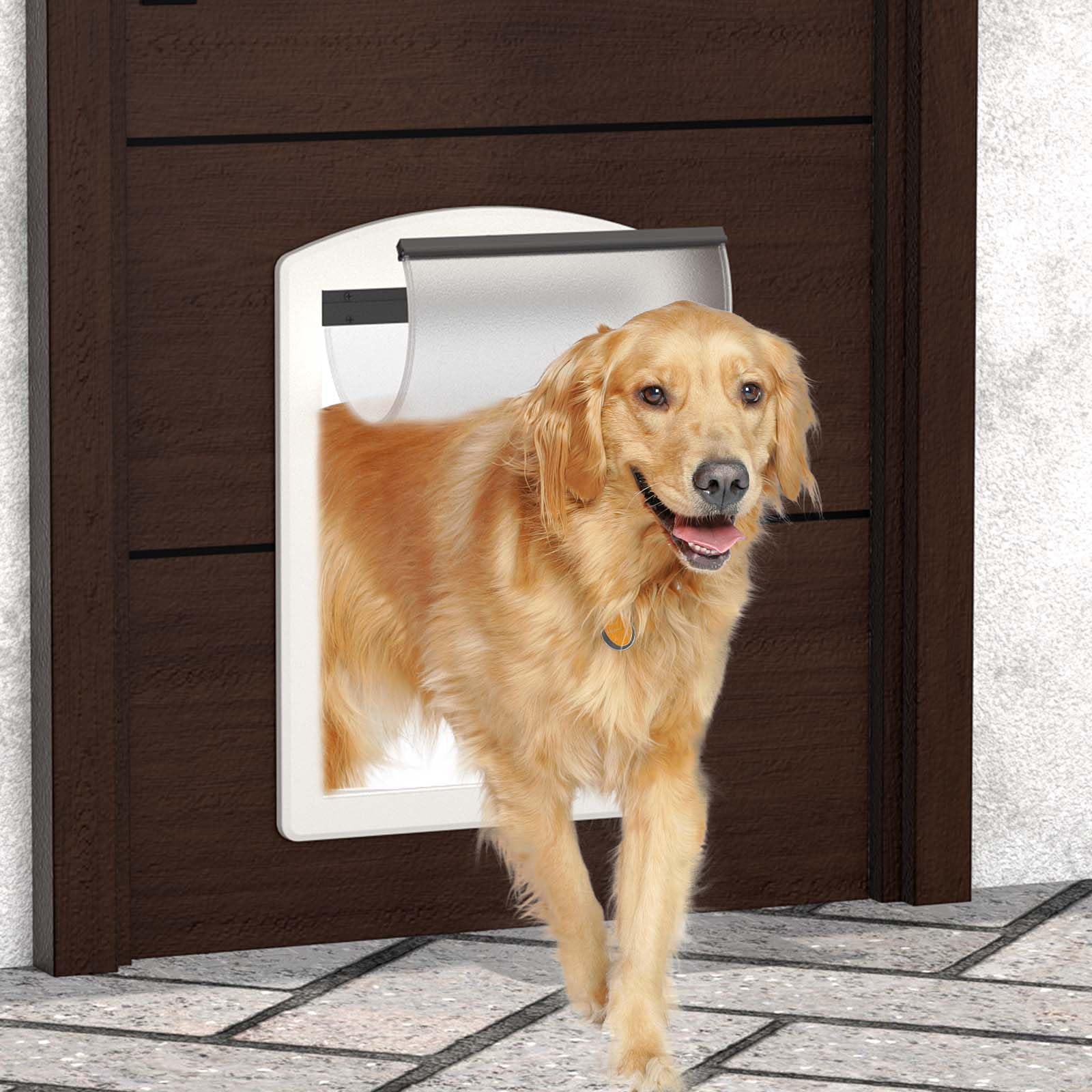 Pataplus Dog Door For Door,Door For Large Dogs And Pets, Strong Plastic Doggy Door And Large Dog Door With Sliding Lock Panel An