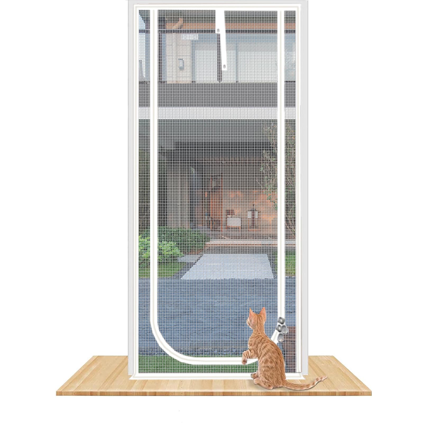 QWR Reinforced Cat Screen Door,Fits Door Size 34x 81,Thickened Cat Resistant Mesh Screen Door for Living Room,Kitchen,Bedroo
