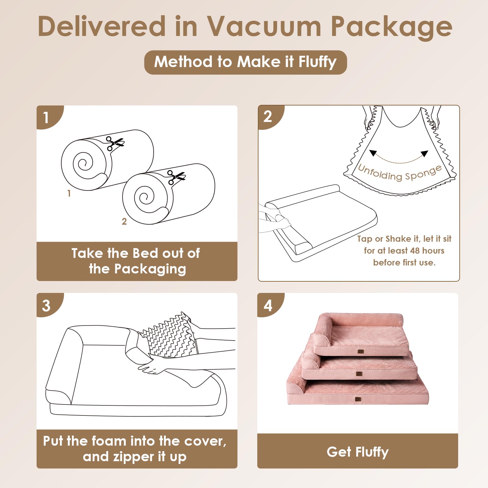 Eheyciga Xl Memory Foam Dog Bed, Orthopedic Dog Beds For Extra Large Dogs, Waterproof Egg Crate Dog Couch Bed With Washable Removable Cover And Non-Slip Bottom, L Shaped Dog Bed, Dusty Pink