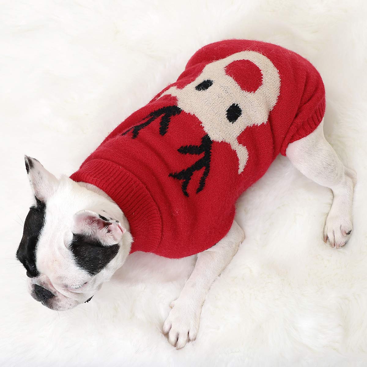 Zjyufy Christmas Dog Sweater Small Dog Girl Sweater Xmas Soft Warm Turtleneck Dog Sweater Reindeer Knitwear Clothes For Small Do