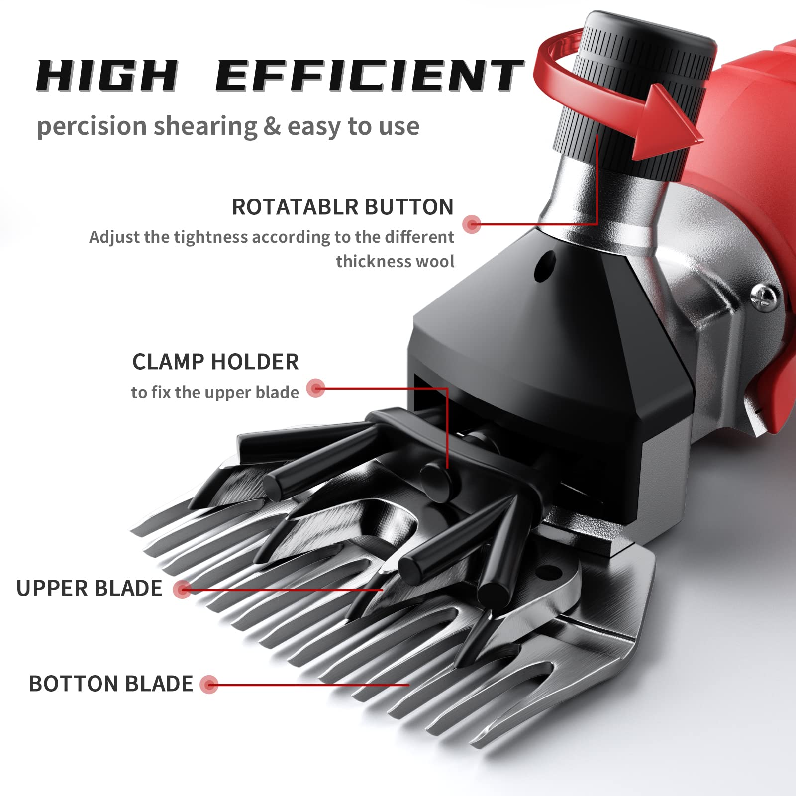 Dragro Cordless Electric Professional Sheep Shears, Sheep Clippers With 2 Pcs Rechargeable Lithium Battery, 6 Speeds Heavy Duty Animal Grooming Clippers For Sheep Alpacas Goats Horse