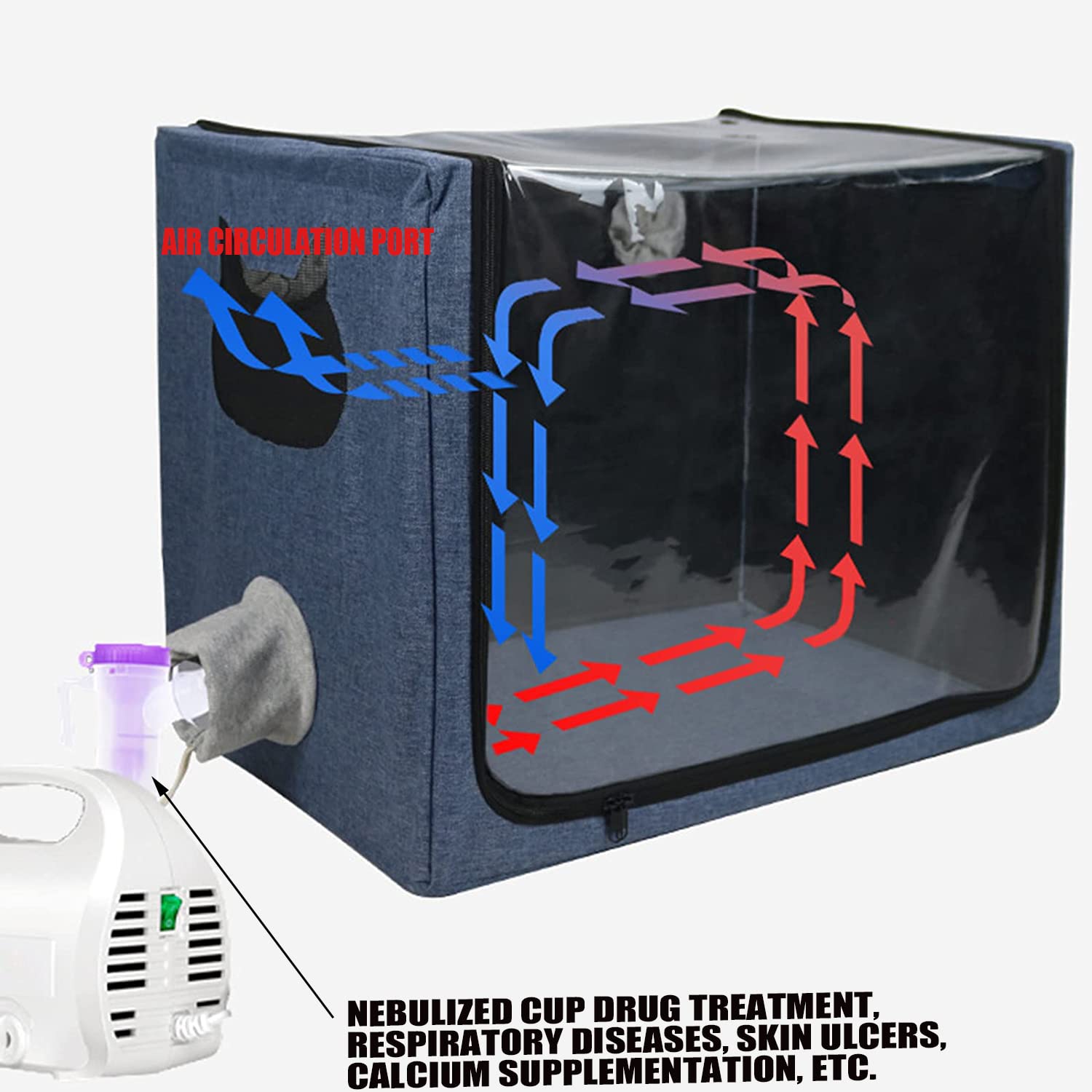 Wvnm Pet Atomization Nest,Cat And Dog Atomization Box Oxygen Inhalation Machine Dedicated Folding Atomization Box,Small Pet Oxyg