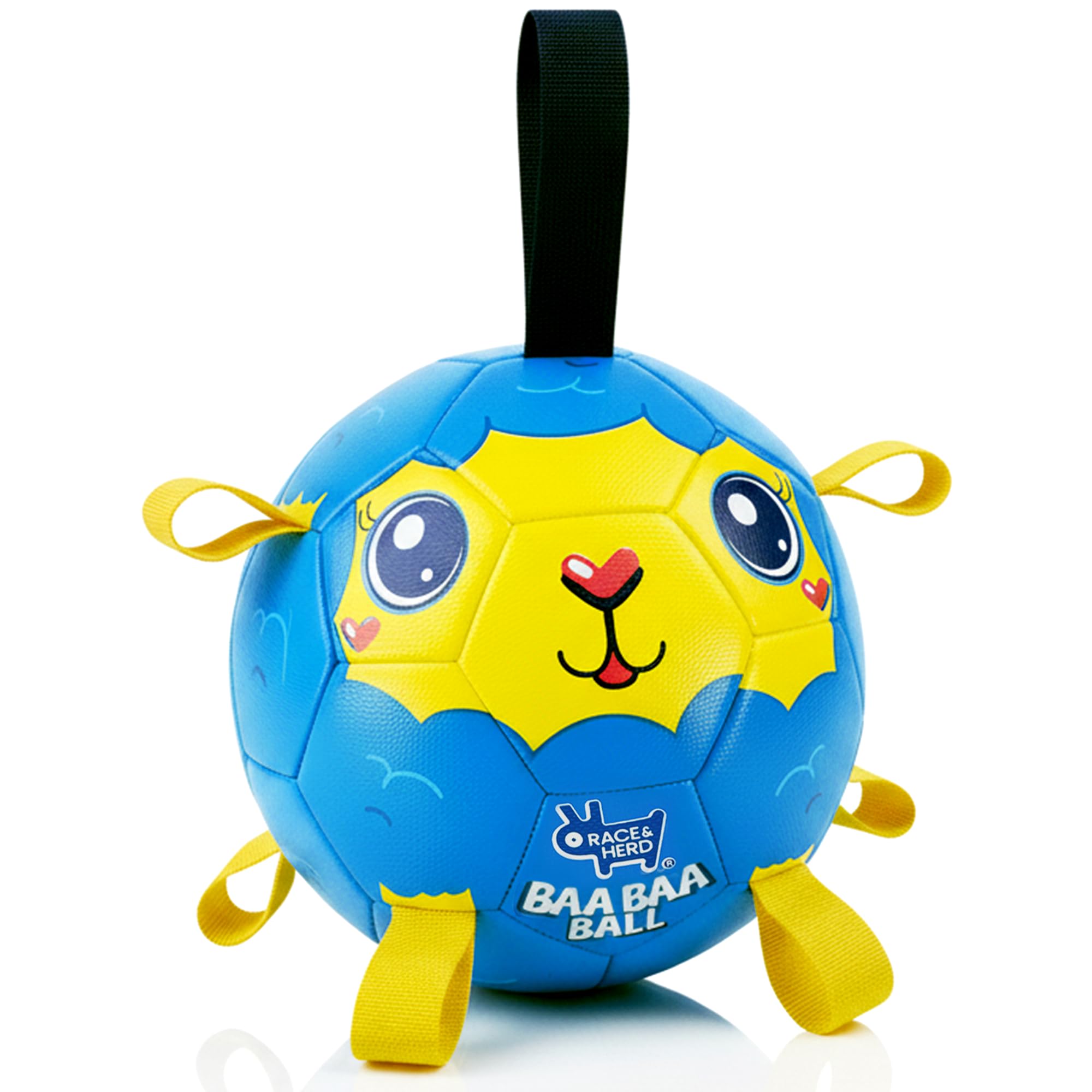 Race&Herd 8 Jolly Soccer Ball for Dogs - Tough Durable Dog Ball Toy with Straps, Pet Bouncy Herding Balls for Dogs, Floating Dog