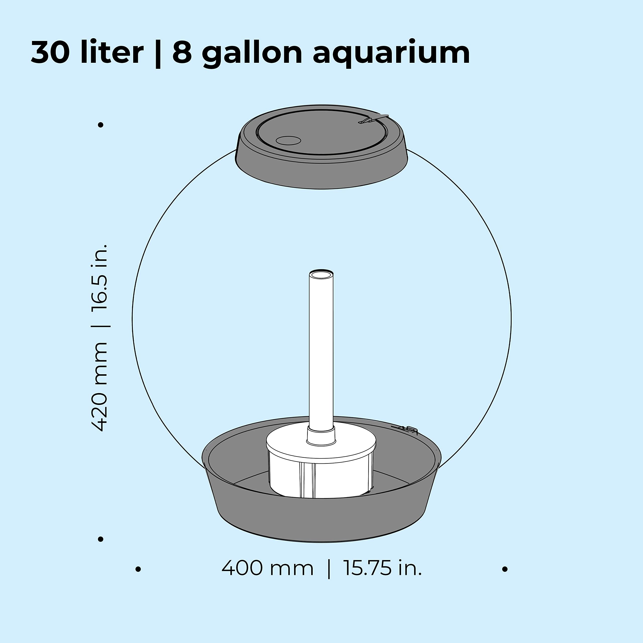 biOrb Classic 30 Acrylic 8-Gallon Aquarium with White LED Lights Modern Tank for Tabletop Display, Silver