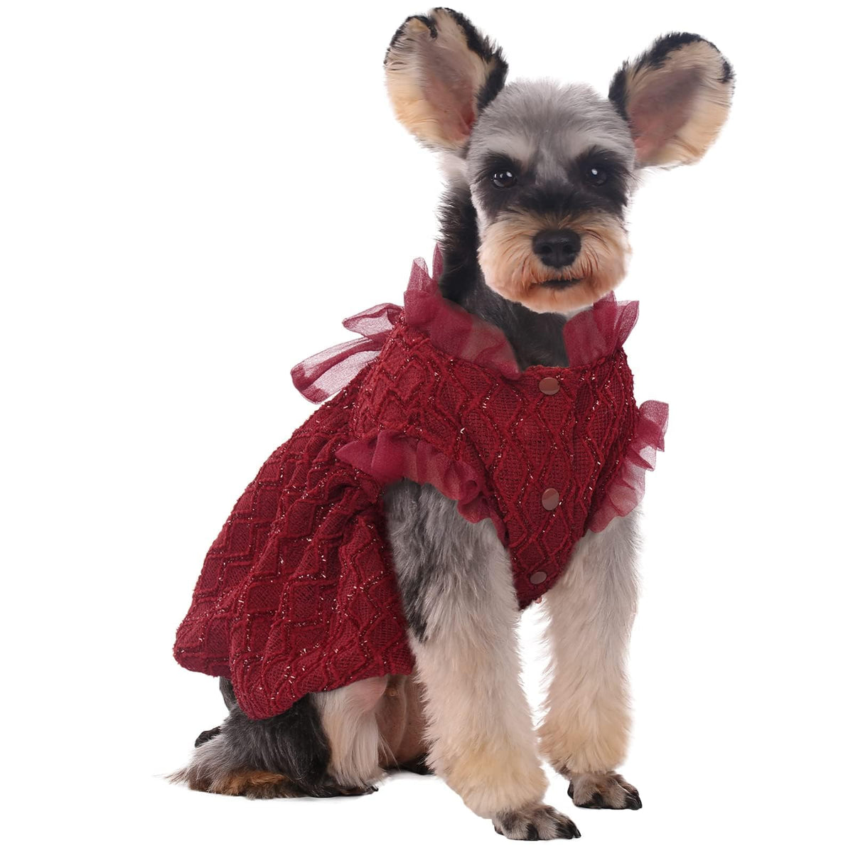 Kuoser Dog Dress, Dog Dresses For Medium Dogs, Cute Puppy Dress With Bow-Knot Girl Princess Dog Tutu Dress Costume Pet Outfit Cat Clothes For Birthday Party Christmas Wedding, Red Medium