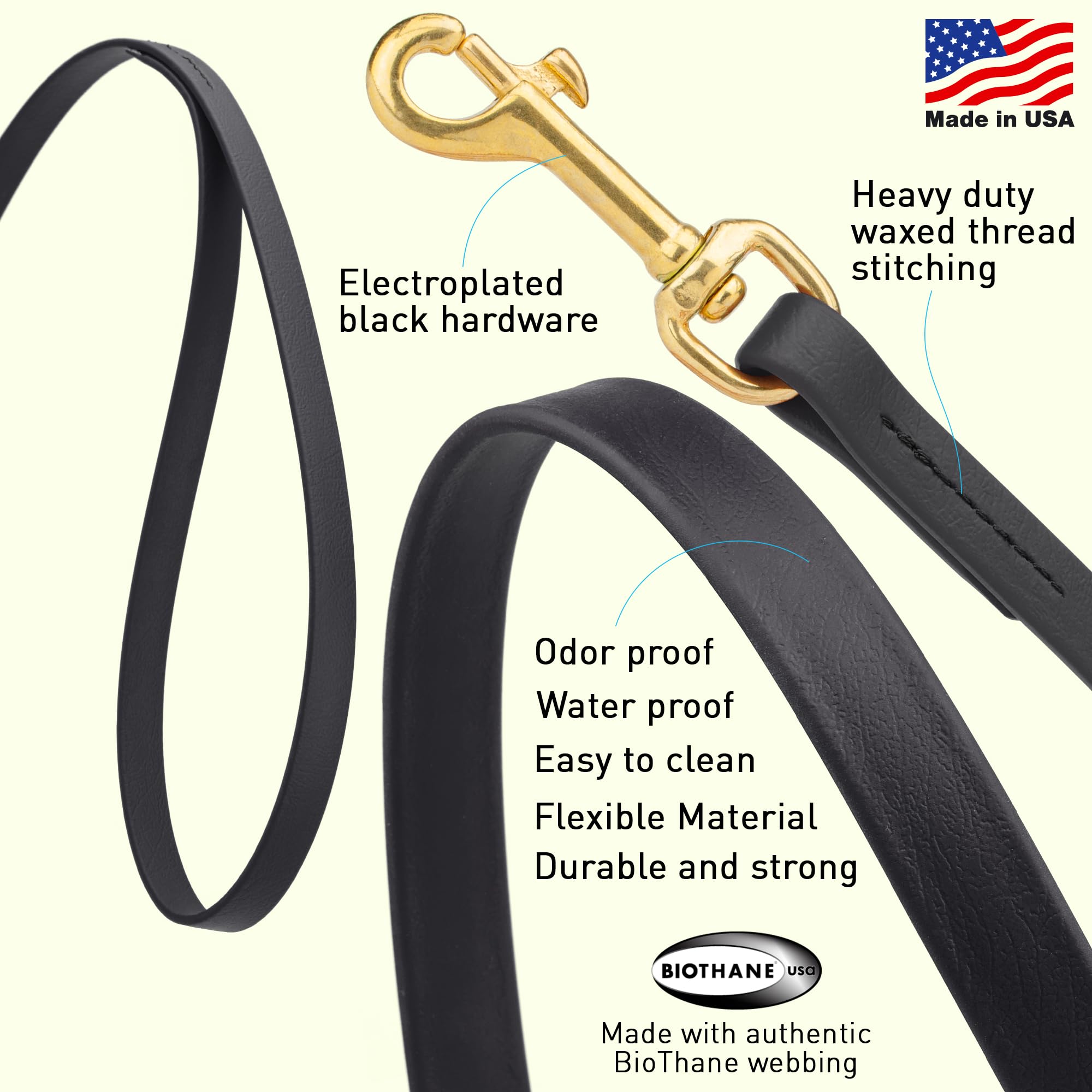 Viper Biothane Working Lead For Dogs 6Ft Black