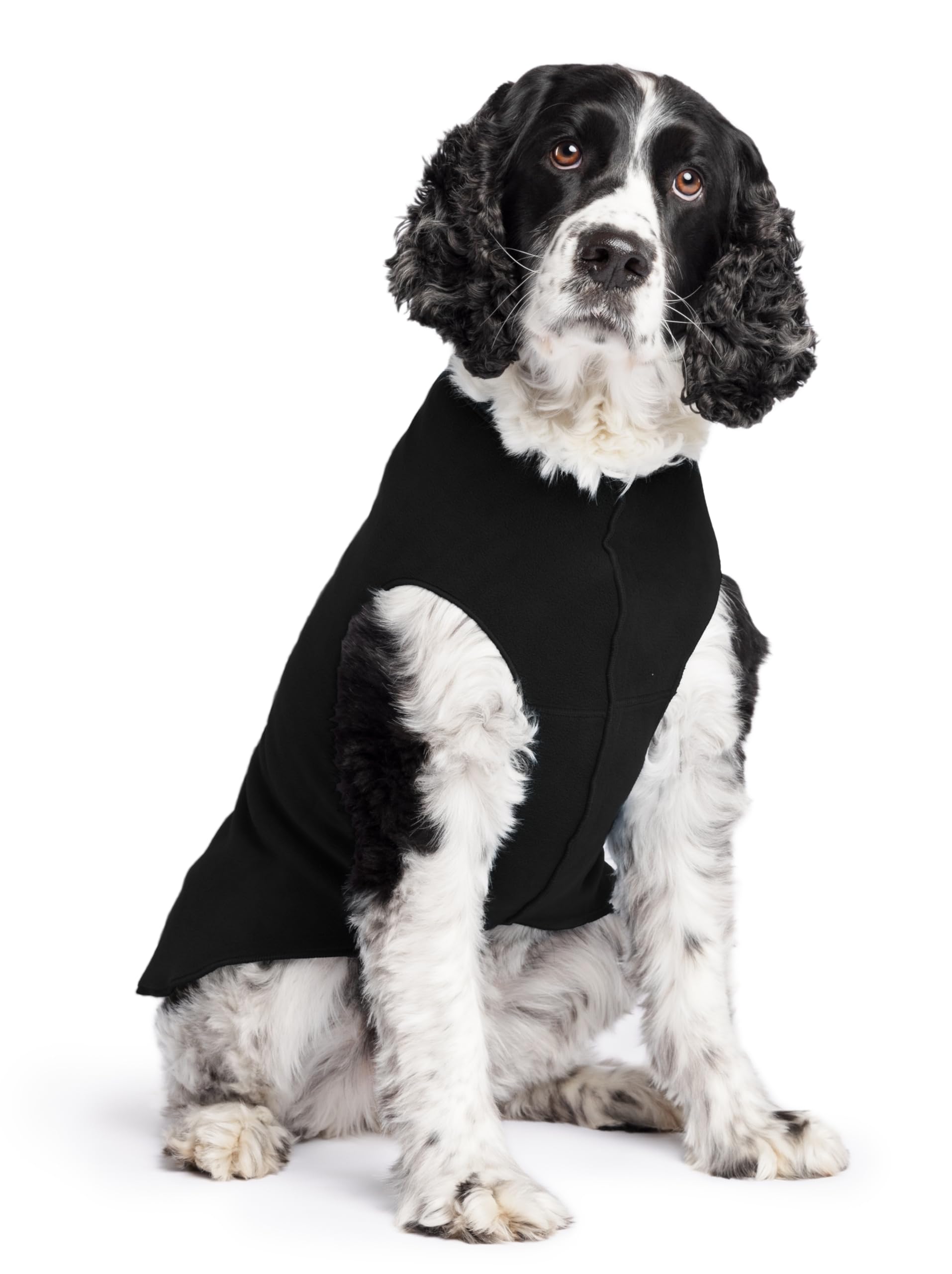 Gold Paw Stretch Fleece Dog Coat, Stretchy Pet Sweater, Machine Washable Pullover For Winter And Fall, Black, 20