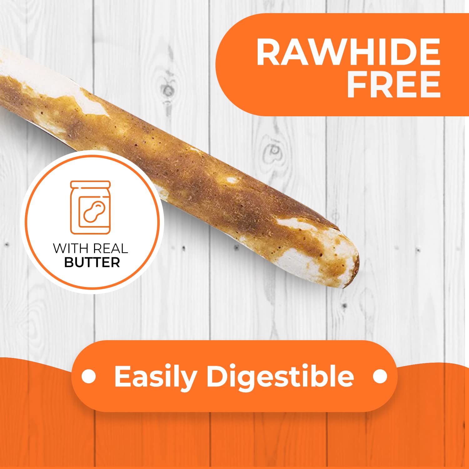 Canine Naturals Peanut Butter Chew Dog Treats - Rawhide Free, All-Natural, 10 Pack of 5 Inch Brown Chews