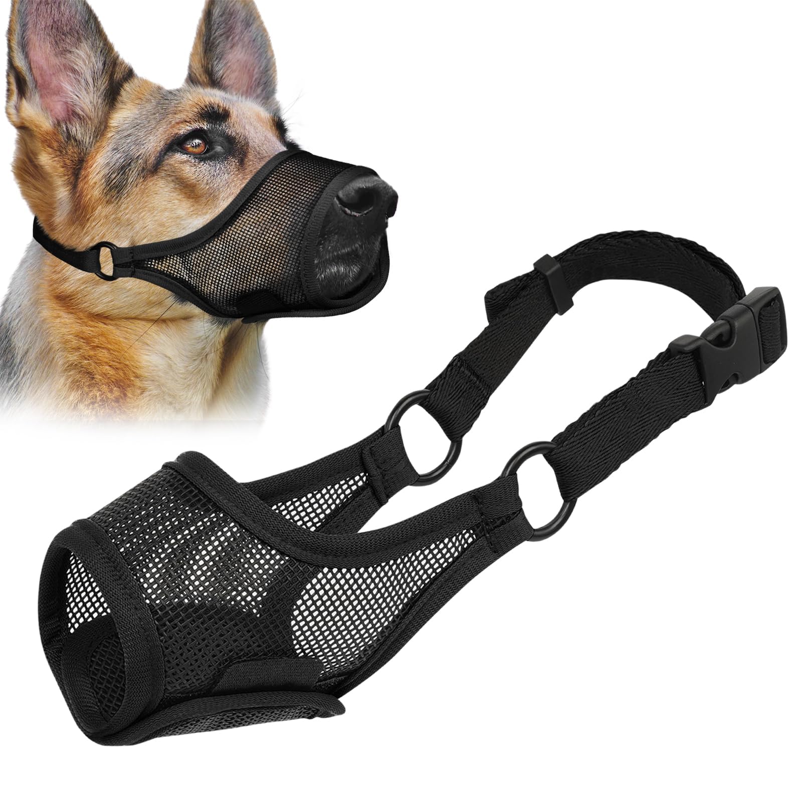 Luckypaw Dog Muzzle, Mesh Muzzle For Large Medium Small Dogs, Soft Mouth Guard For Biting Chewing, Breathable Mouth Cover With A