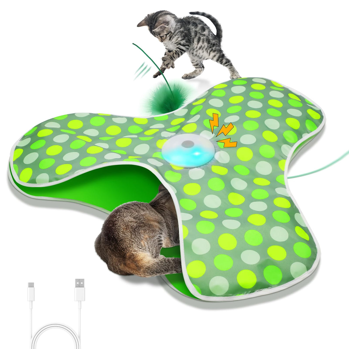 Sofolor Interactive Cat Toy, Automatic Cat Toys For Indoor Cats, Hide And Seek Cat Toy With Motion Activated, Moving Feather, Ch
