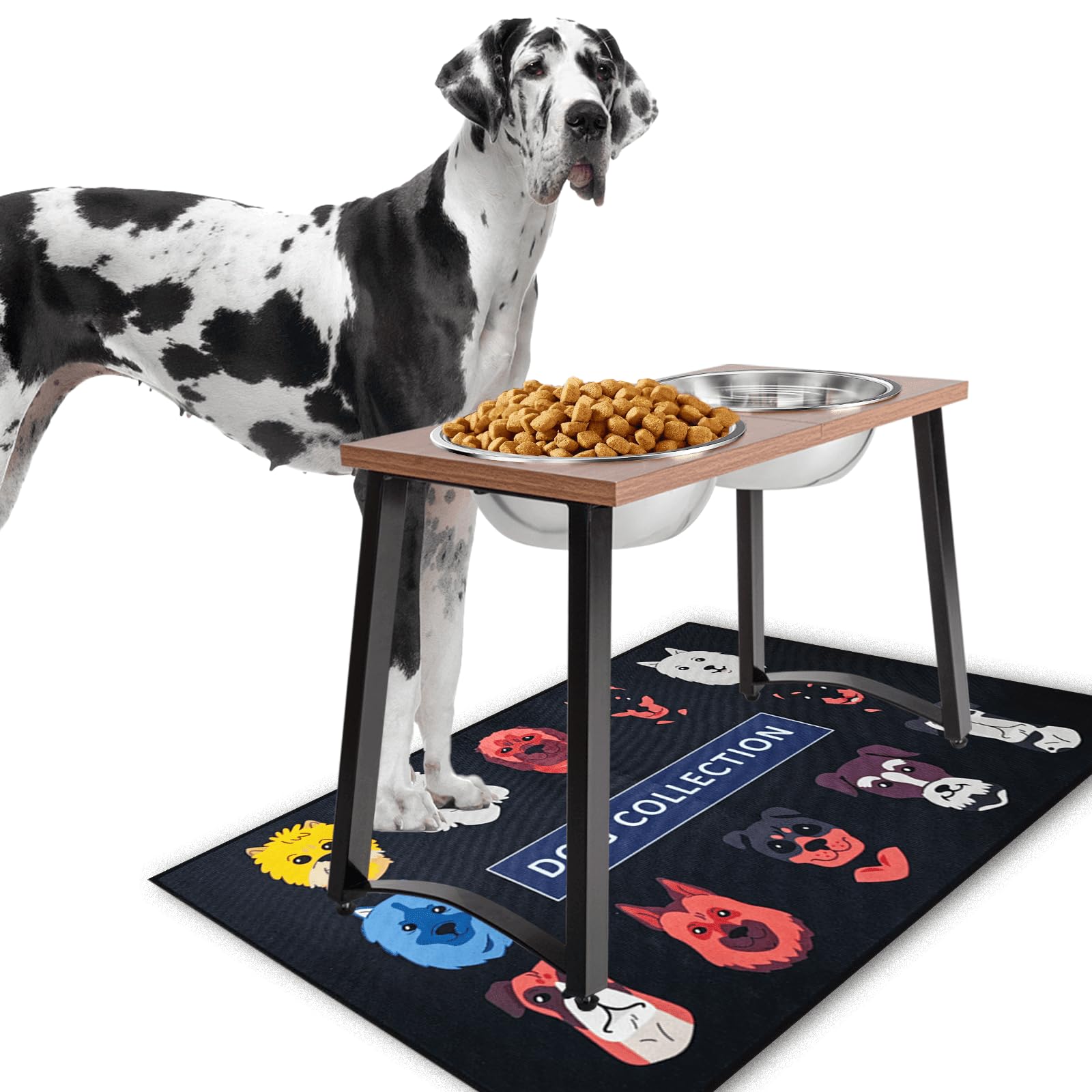 TIDANT Elevated Dog Bowls for X-Large Dogs with Spill Proof Mat 2 X-Large 3000ML(13CUPS) Stainless Steel Dog Bowls, 16.5'' Tall 