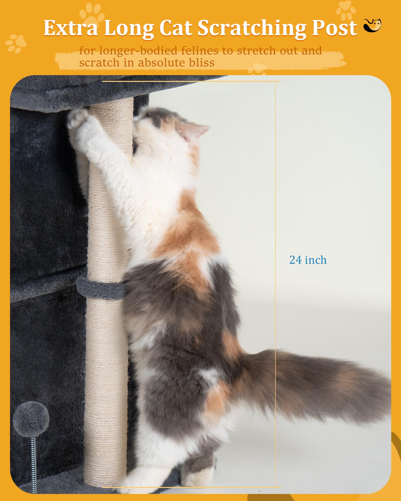 Aechonow 24In Cat Tree Tower With Scratching Post, 19 * 16.5In Window Perch For Large Cats, 2 Cat Condo Cubbies For Indoor Kitte