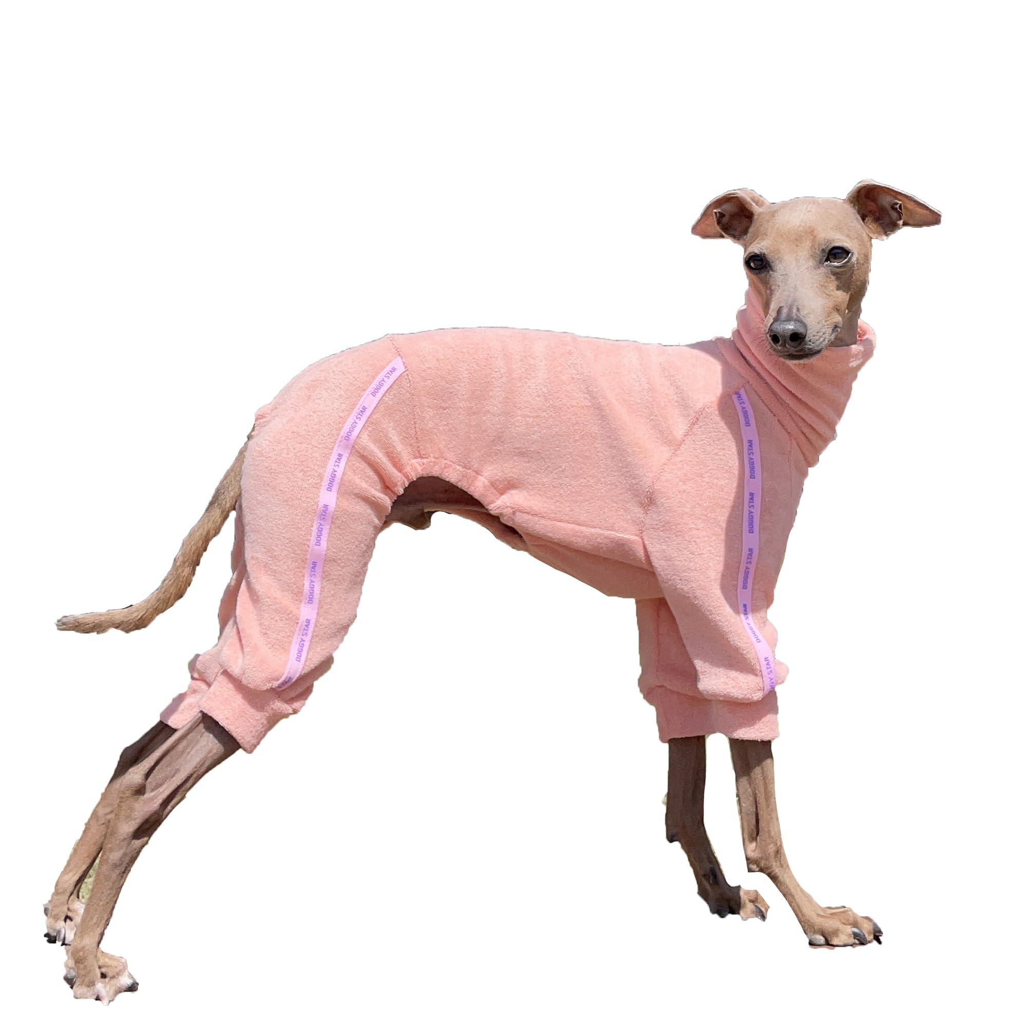 D Doggy Star Italian Greyhound Clothes Stretchy Towel Sports Onesie Outfit Whippet For Dog Coat (S,Twl Apricot)