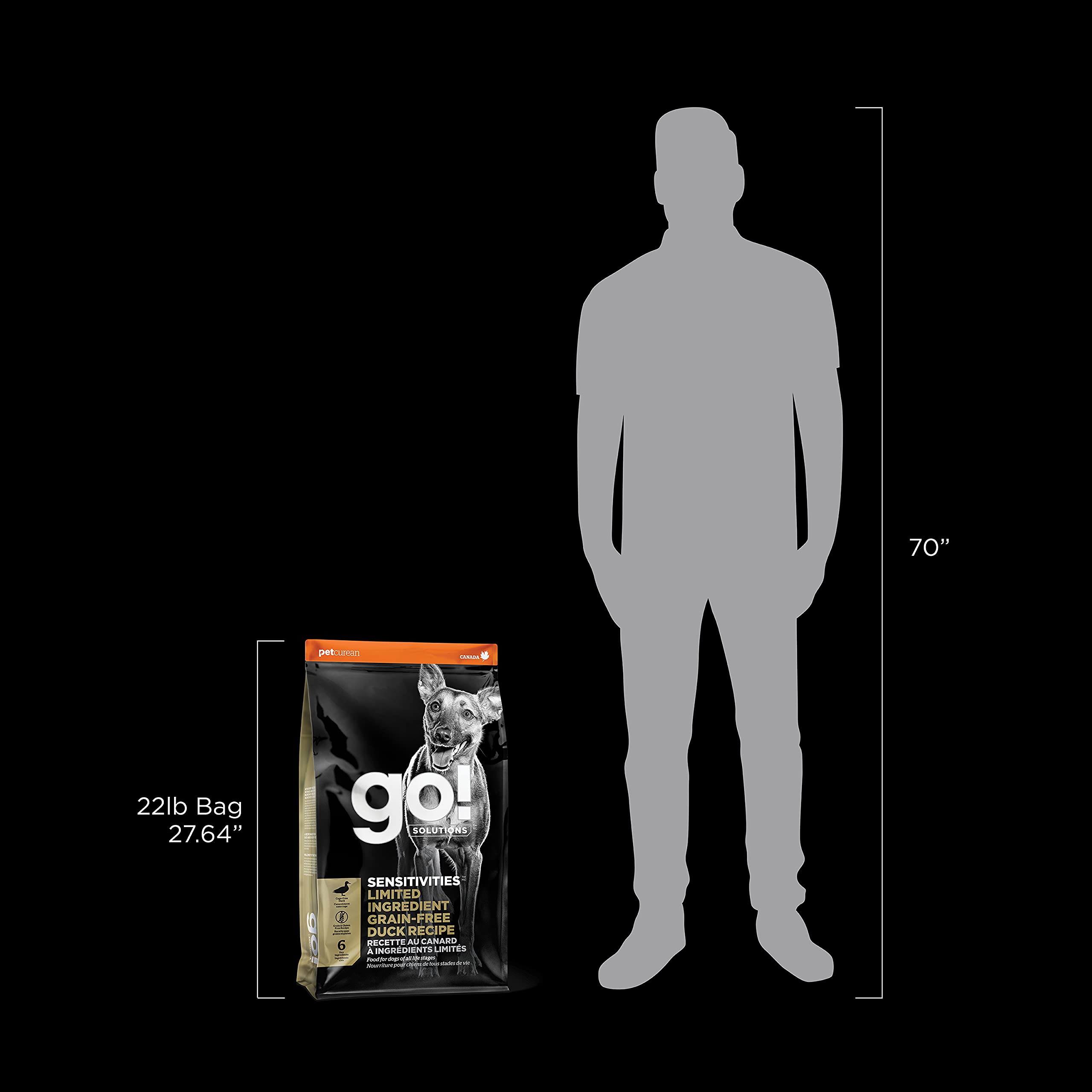 Go! Solutions Sensitivities Limited Ingredients, Grain-Free Dry Dog Food, Duck Recipe for Sensitive Stomach, 22 lb Bag