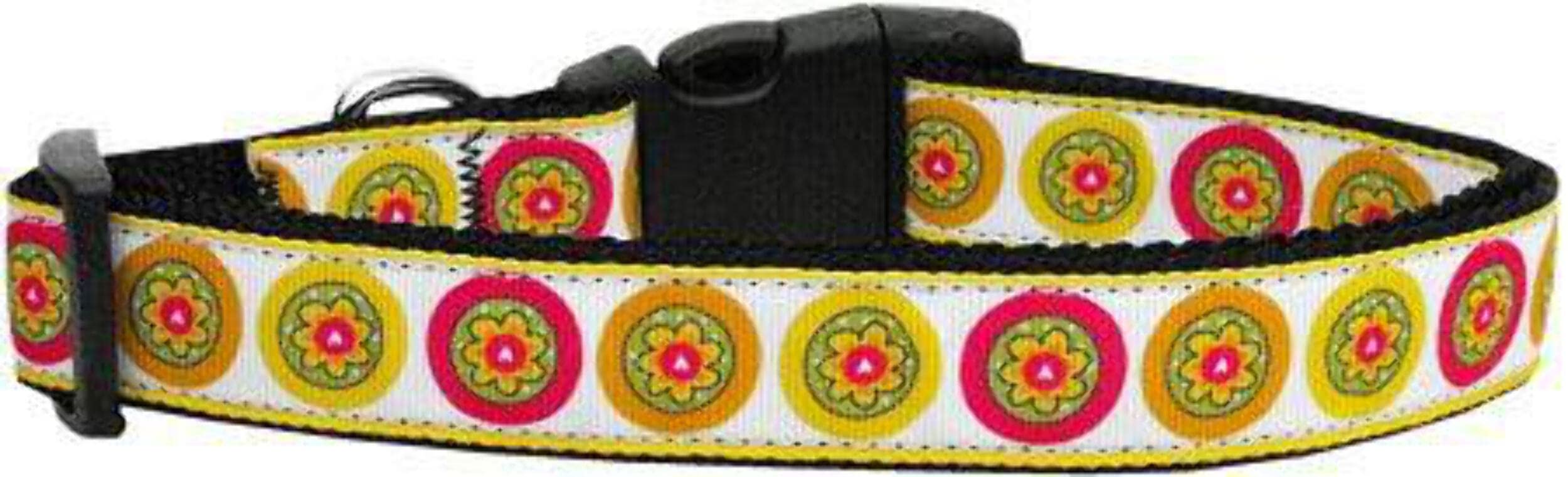 Pet Dog & Cat Nylon Collar or Leash, &quot;Autumn Daisies&quot; MD Narrow Collar